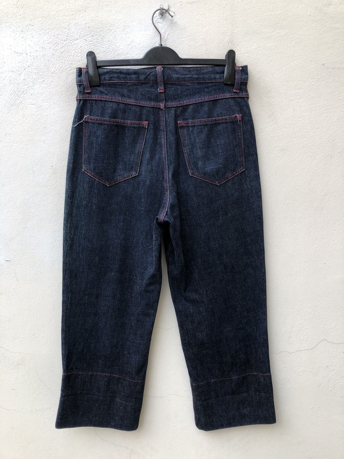 Vintage 90s Acid Jazz Men Japan Zigzag Patchwork Cropped Denim Size US 31 - 13 Thumbnail