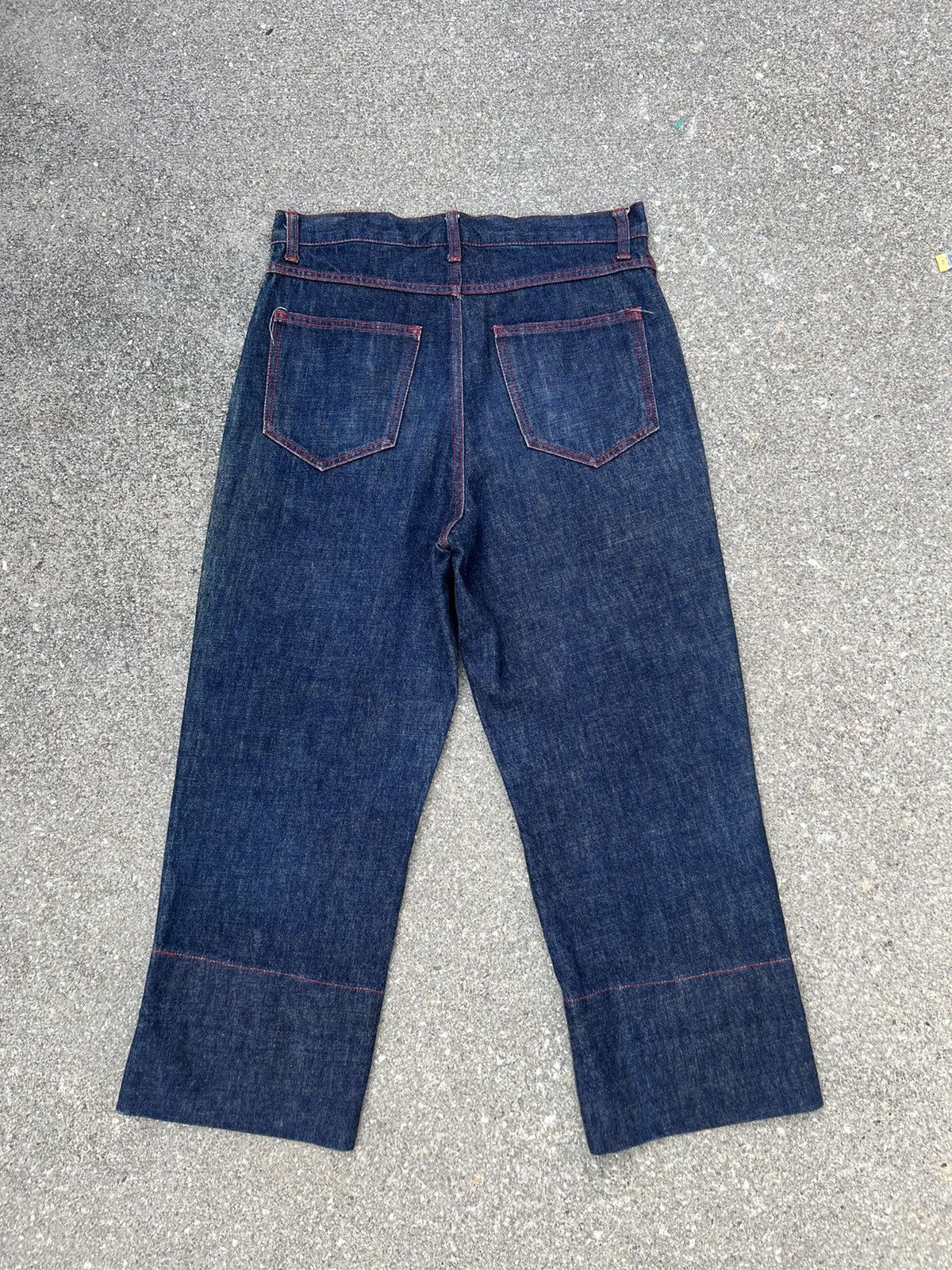 Vintage 90s Acid Jazz Men Japan Zigzag Patchwork Cropped Denim Size US 31 - 4 Thumbnail
