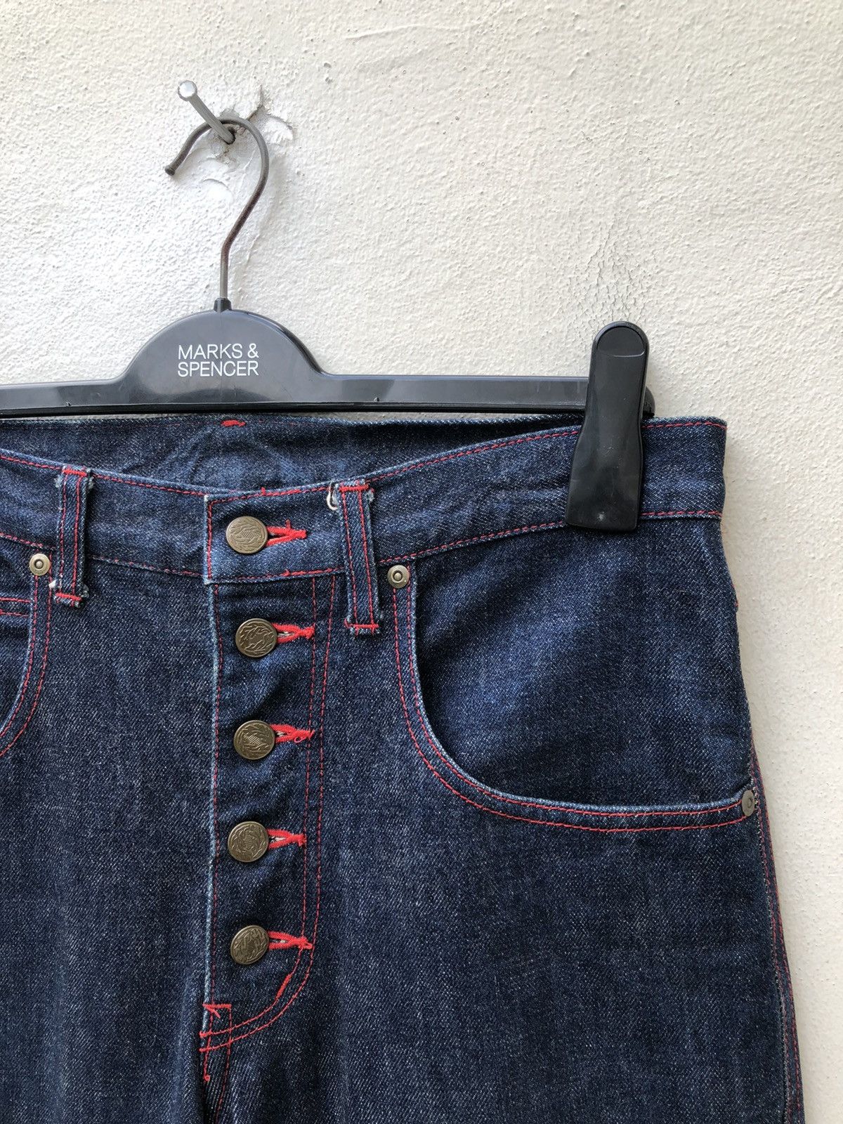 Vintage 90s Acid Jazz Men Japan Zigzag Patchwork Cropped Denim Size US 31 - 7 Thumbnail