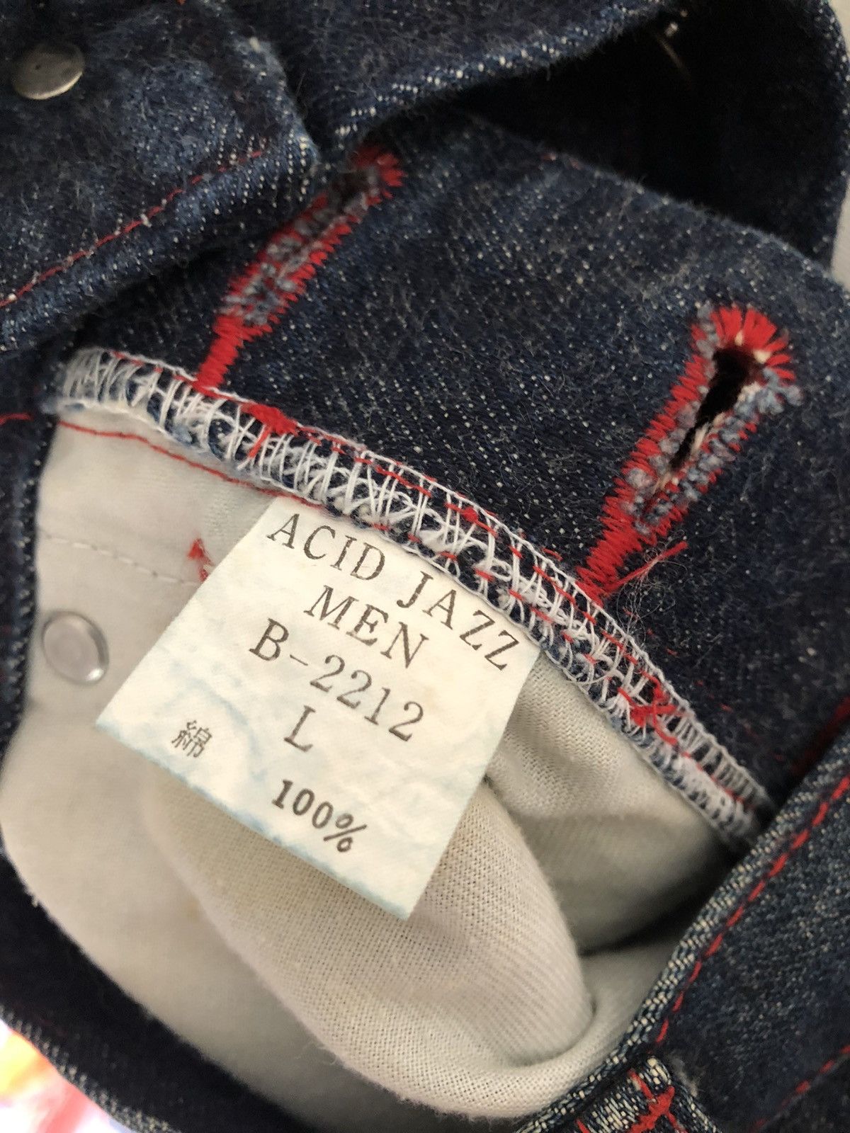 Vintage 90s Acid Jazz Men Japan Zigzag Patchwork Cropped Denim Size US 31 - 22 Thumbnail