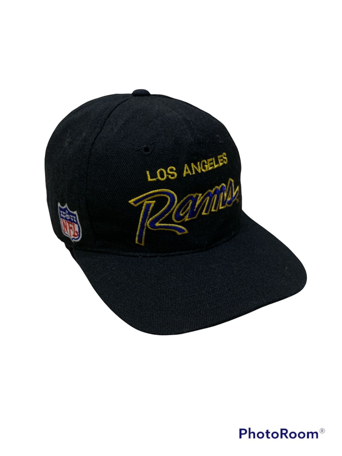 image of Nfl x Sports Specialties Los Angeles Rams Script Snapback Hat Cap in Black, Men's
