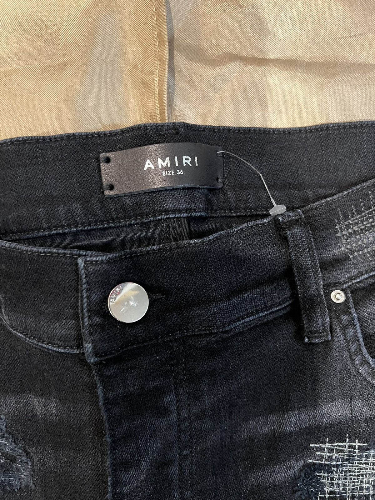 Amiri AMIRI Men's Black All Over Repair Jeans size 36 Size US 36 / EU 52 - 2 Thumbnail