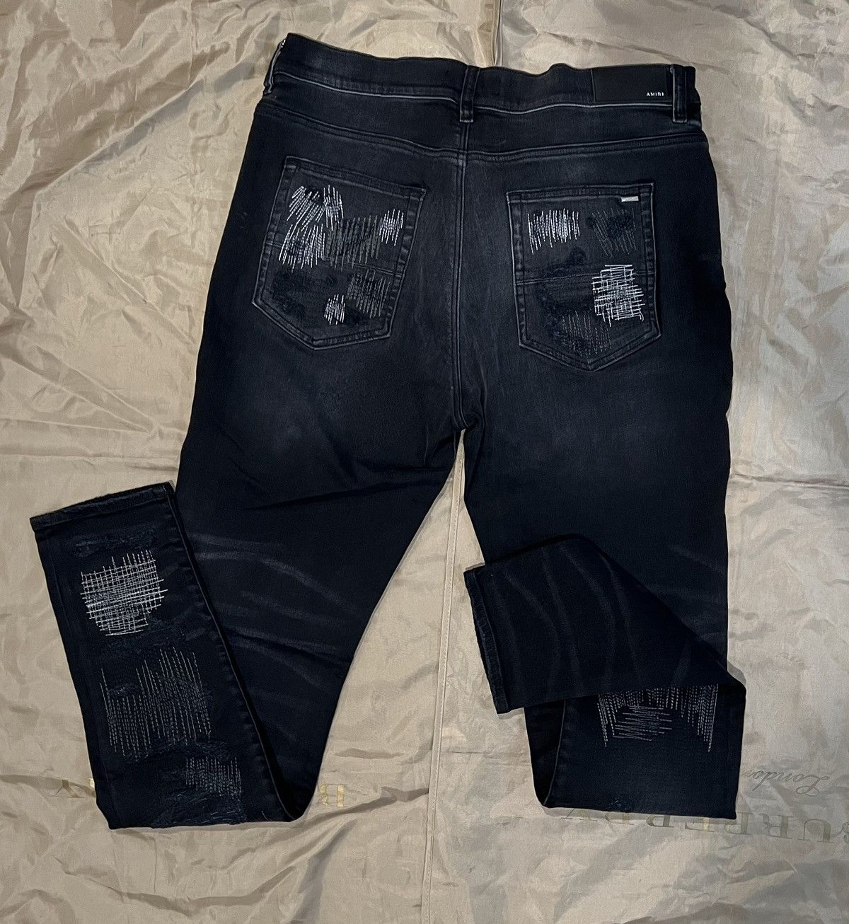 Amiri AMIRI Men's Black All Over Repair Jeans size 36 Size US 36 / EU 52 - 5 Thumbnail