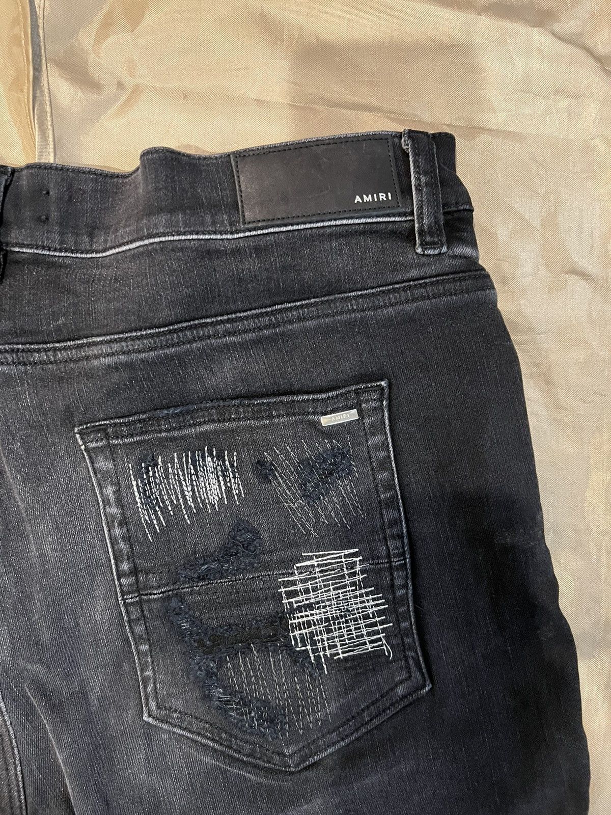 Amiri AMIRI Men's Black All Over Repair Jeans size 36 Size US 36 / EU 52 - 6 Thumbnail