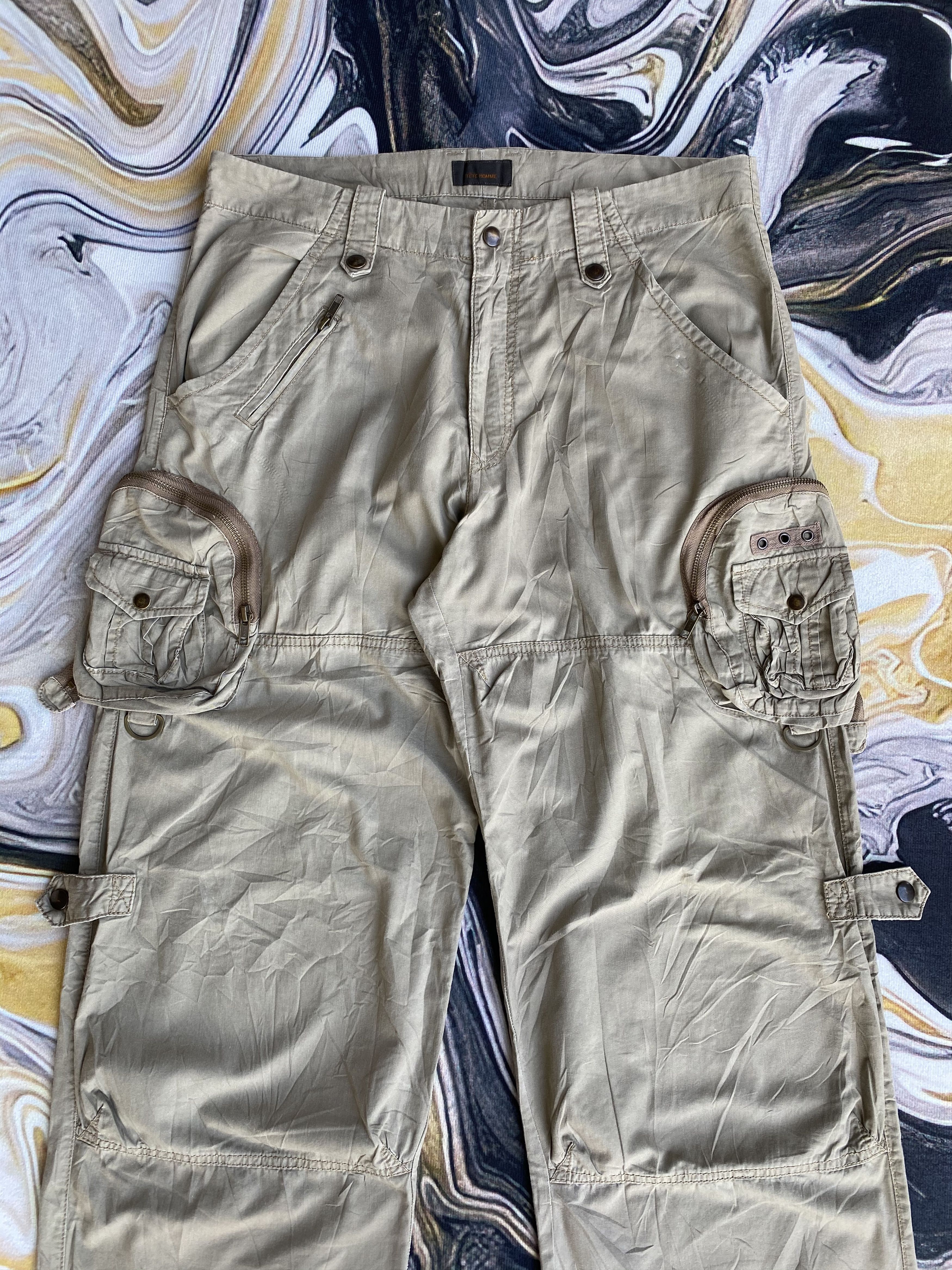 Japanese Brand RARE🔥Baggy Tete Homme Cargo Pants Multi Pocket Bondage Size US 34 / EU 50 - 3 Thumbnail