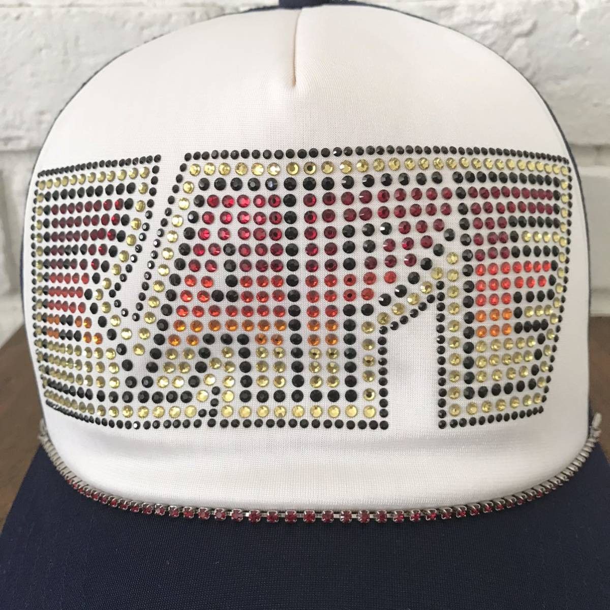 Bape × Swarovski BAPE KISS LOGO Swarovski trucker hat cap navy ape NIGO Size ONE SIZE - 2 Thumbnail