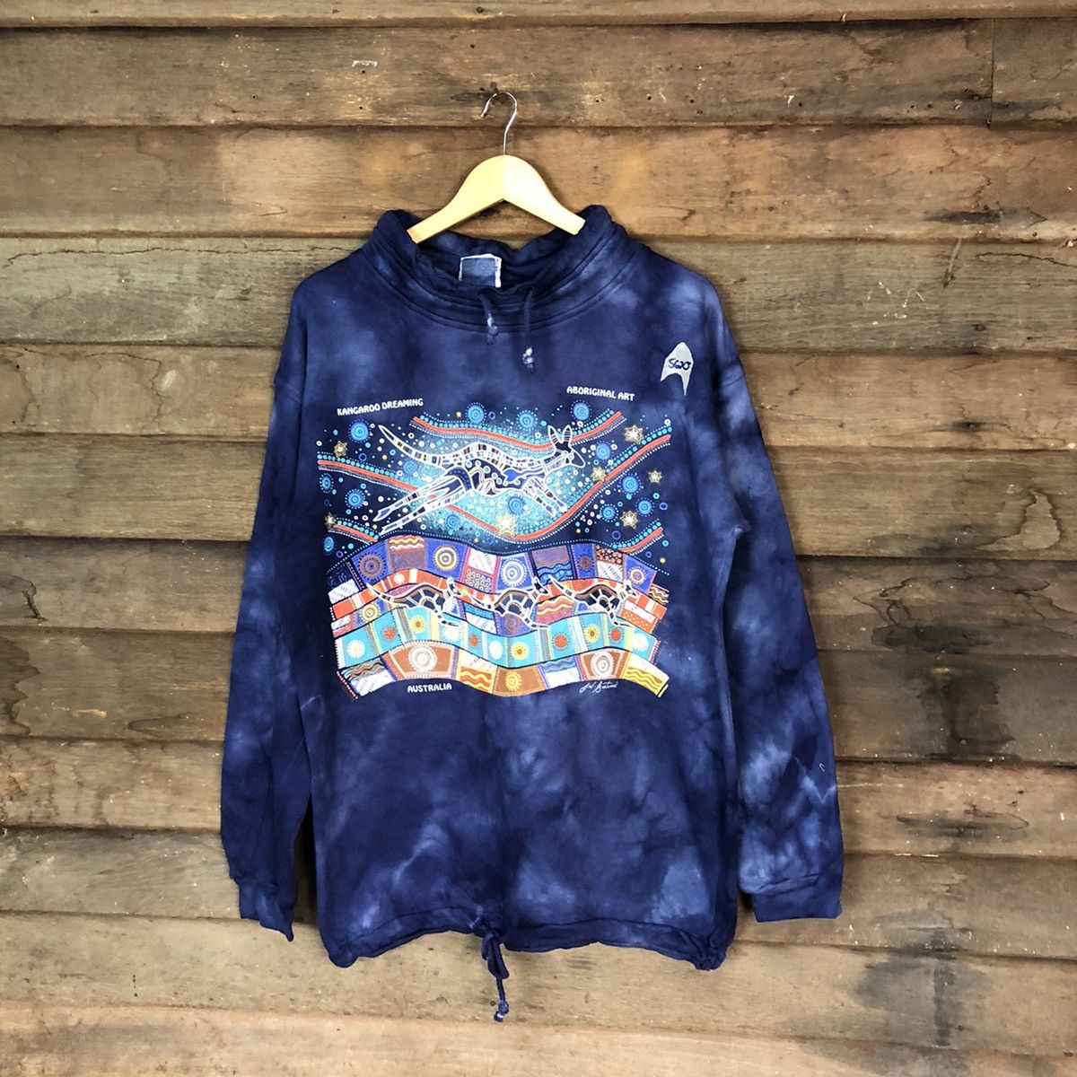 image of Kangaroo Dreaming Art Australia Tie Dye Sweatshirt 5620 in Blue, Men's (Size Small)