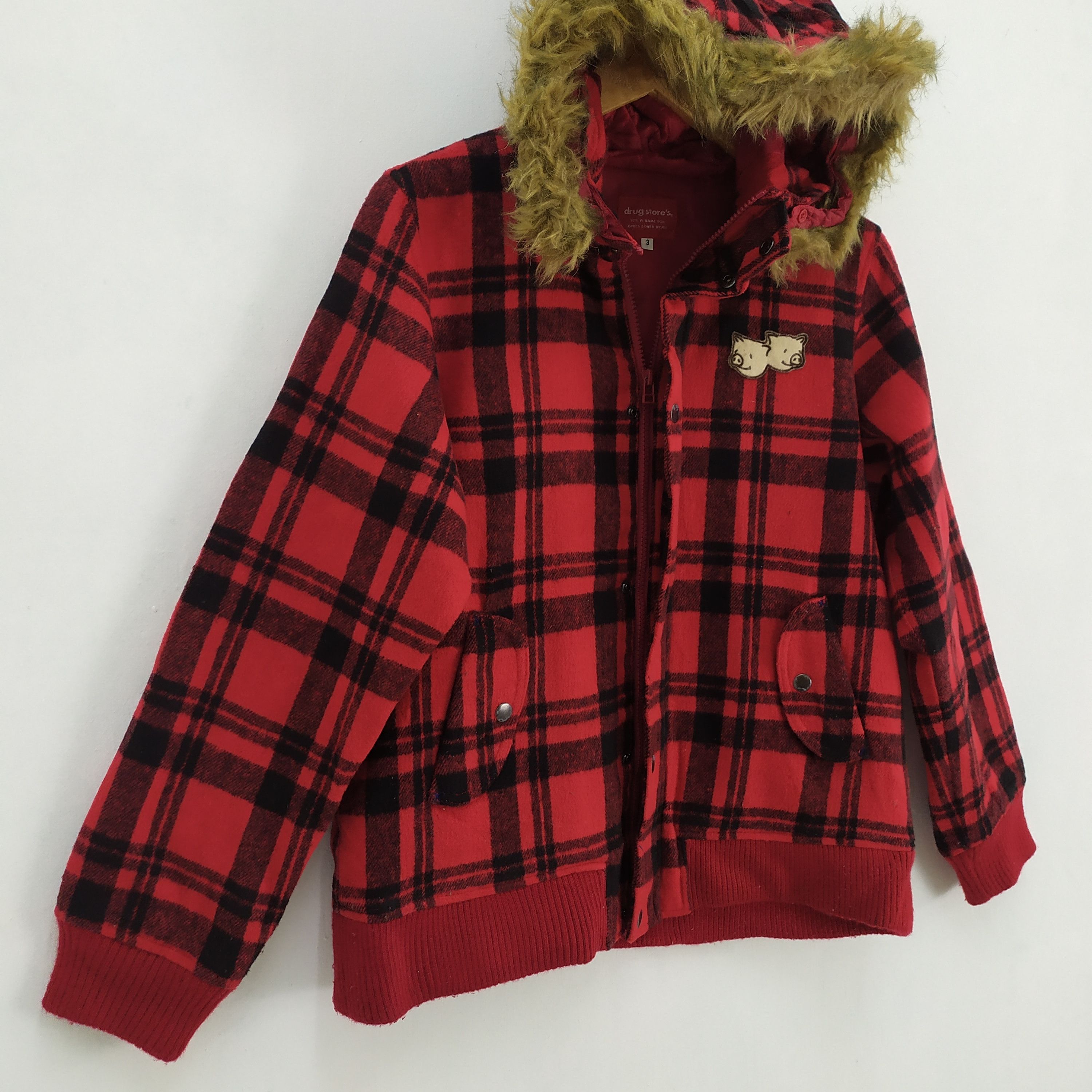 Flannel DRUG STORE'S CHEKERED PLAID WOOL VARSITY JACKET HOODED Size US M / EU 48-50 / 2 - 2 Thumbnail