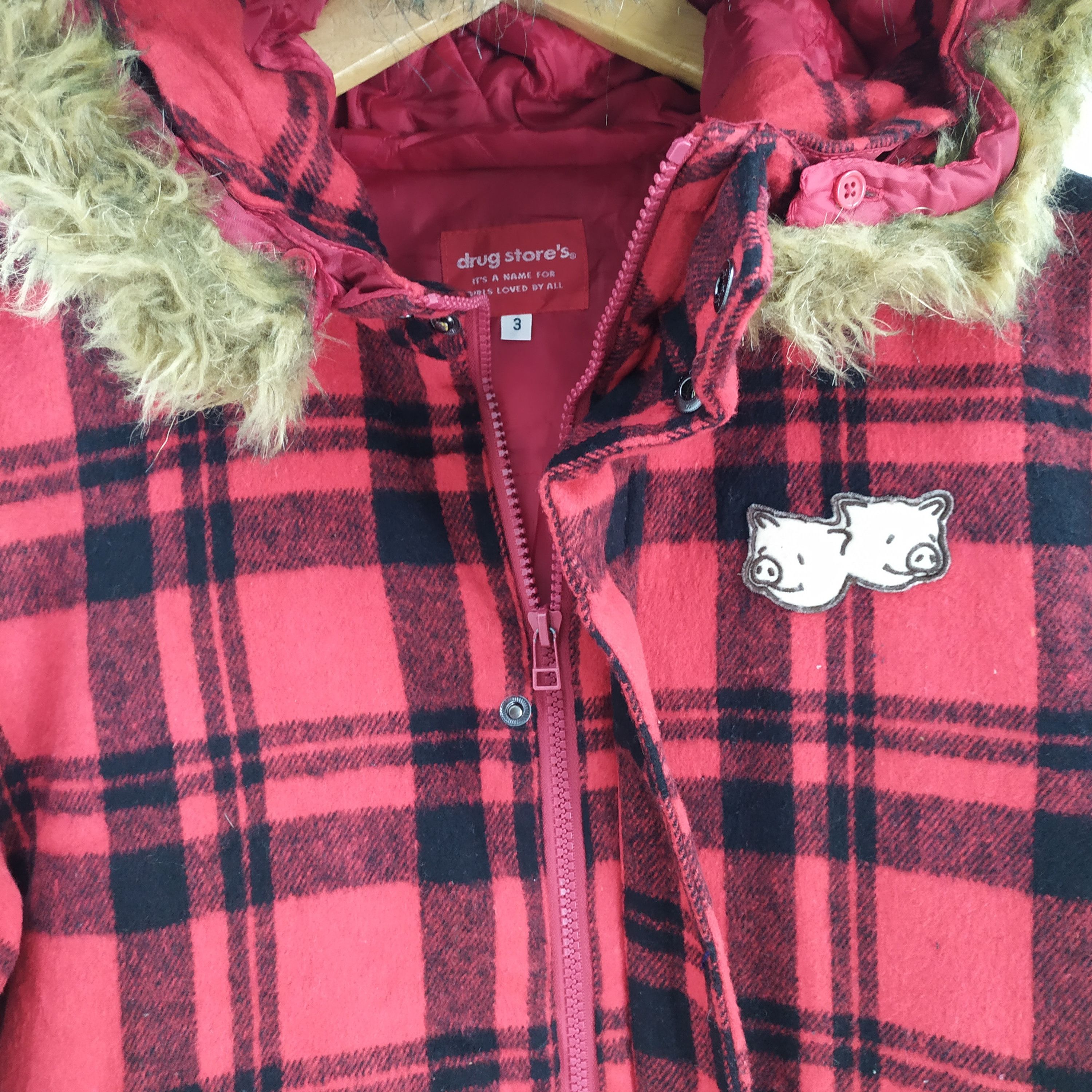 Flannel DRUG STORE'S CHEKERED PLAID WOOL VARSITY JACKET HOODED Size US M / EU 48-50 / 2 - 3 Thumbnail