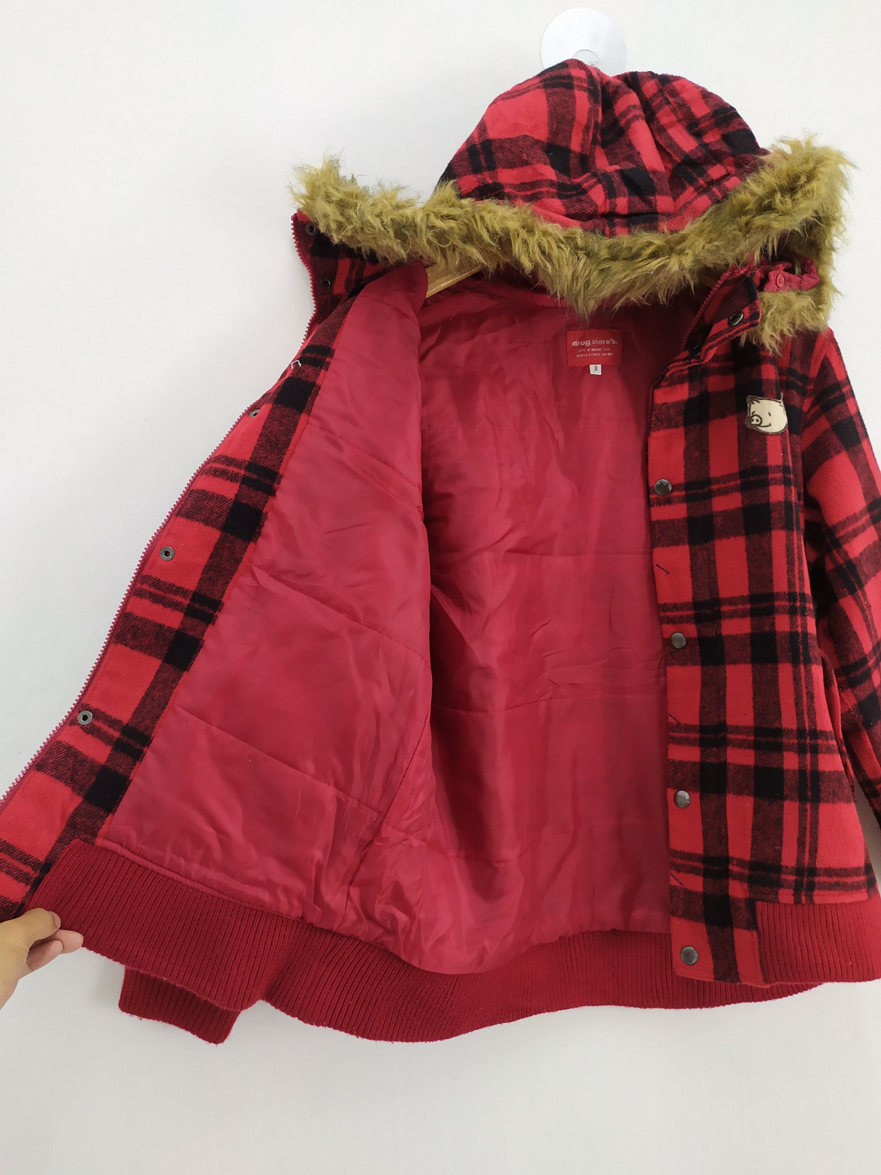 Flannel DRUG STORE'S CHEKERED PLAID WOOL VARSITY JACKET HOODED Size US M / EU 48-50 / 2 - 6 Thumbnail