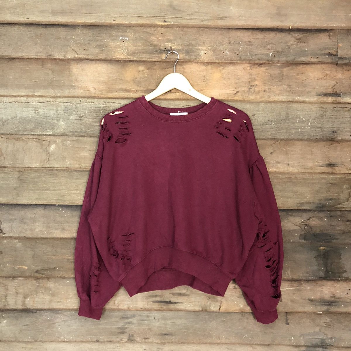 image of Seditionaries Browny Distressed Maroon Sweatshirt 3271, Men's (Size Medium)