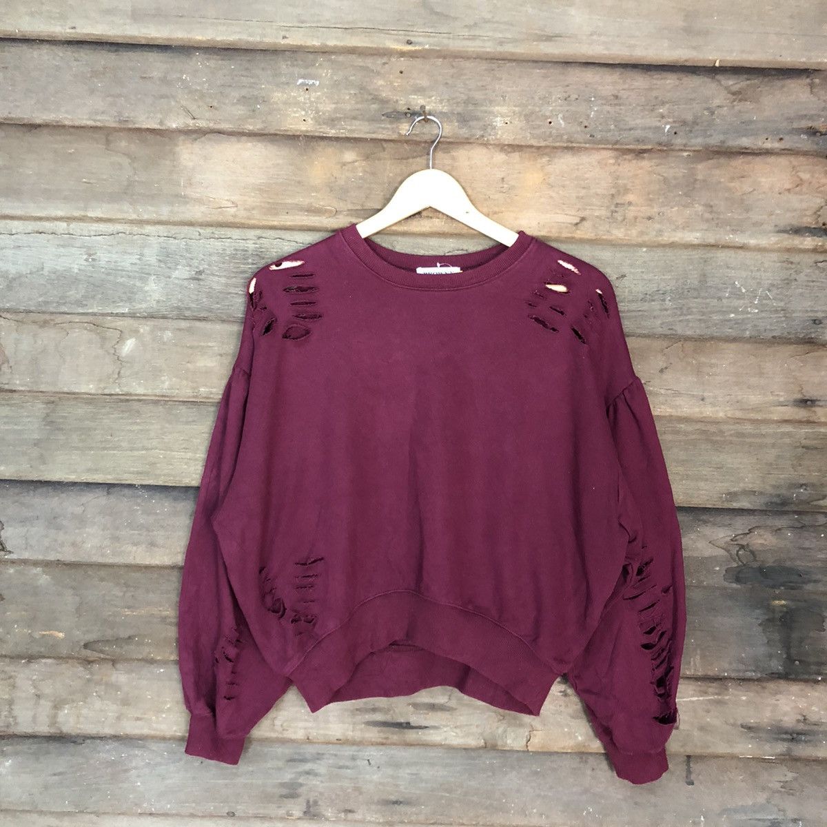 Japanese Brand Browny Distressed Maroon Sweatshirt #3271 Size US M / EU 48-50 / 2 - 3 Thumbnail
