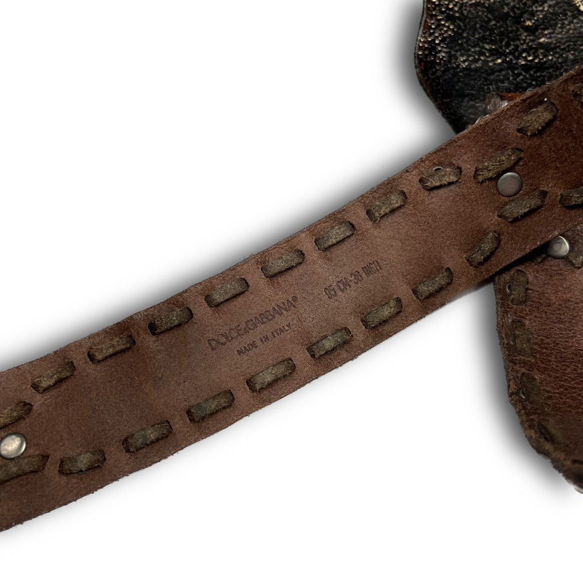 Dolce & Gabbana Dolce & Gabbana Silver Antique DG Logo Buckle Leather Belt Size 38 - 6 Thumbnail