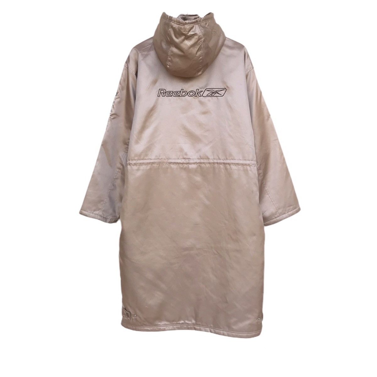 image of Reebok Gold Hoodie Coach Jacket Sherpa Lining Big Logo, Men's (Size Medium)