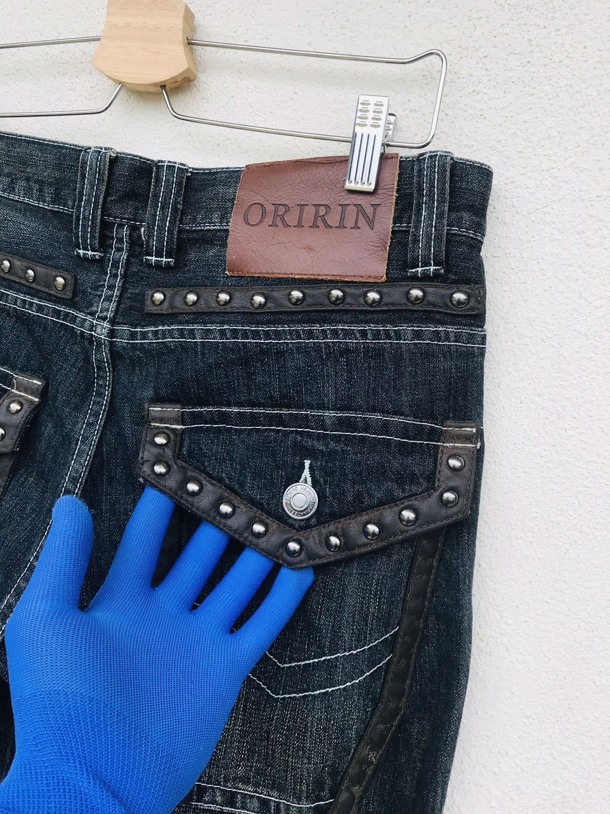 5351 POUR LES HOMMES × If Six Was Nine × Japanese Brand Origin Rivetted ball leather trim heringbone faded wash Size US 30 / EU 46 - 1 Thumbnail