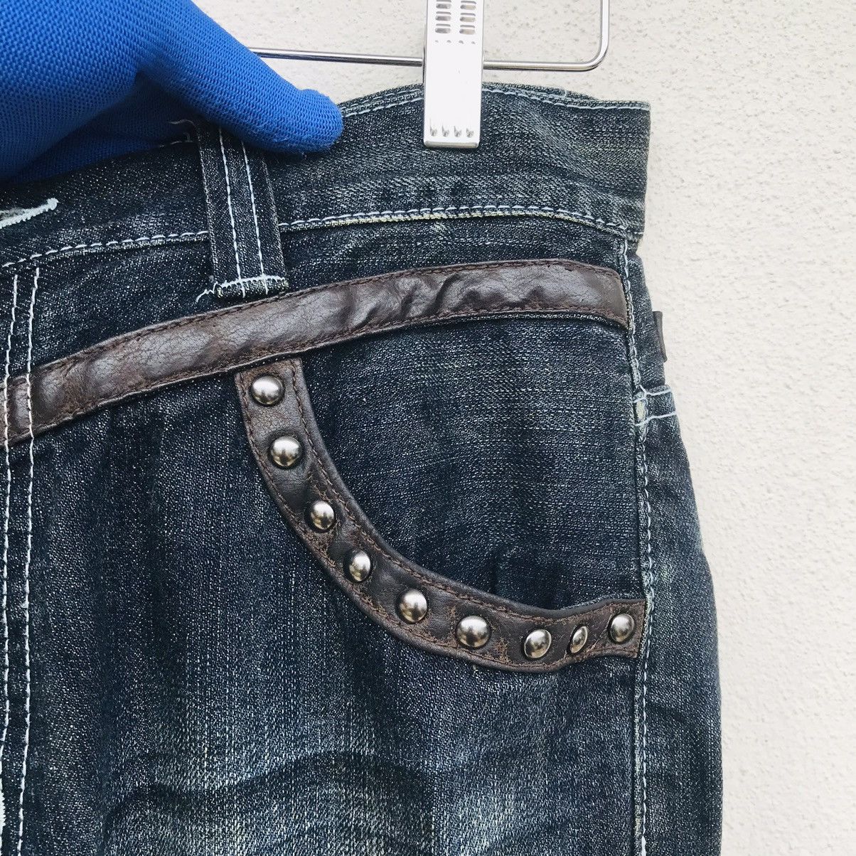 5351 POUR LES HOMMES × If Six Was Nine × Japanese Brand Origin Rivetted ball leather trim heringbone faded wash Size US 30 / EU 46 - 8 Thumbnail