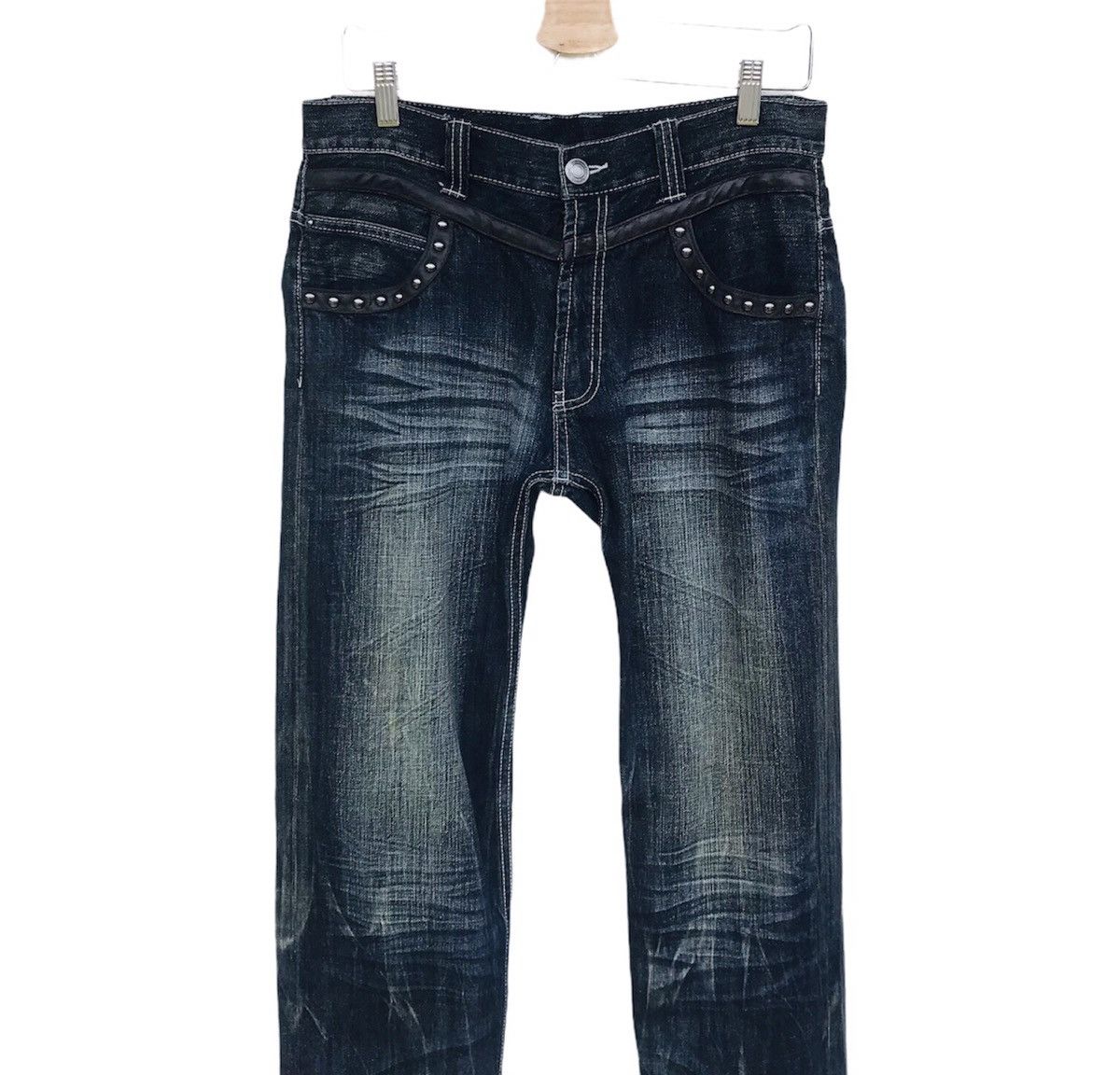 5351 POUR LES HOMMES × If Six Was Nine × Japanese Brand Origin Rivetted ball leather trim heringbone faded wash Size US 30 / EU 46 - 5 Thumbnail