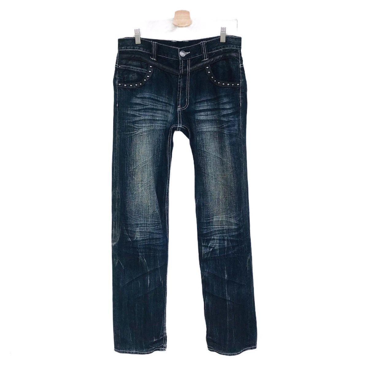 5351 POUR LES HOMMES × If Six Was Nine × Japanese Brand Origin Rivetted ball leather trim heringbone faded wash Size US 30 / EU 46 - 4 Thumbnail