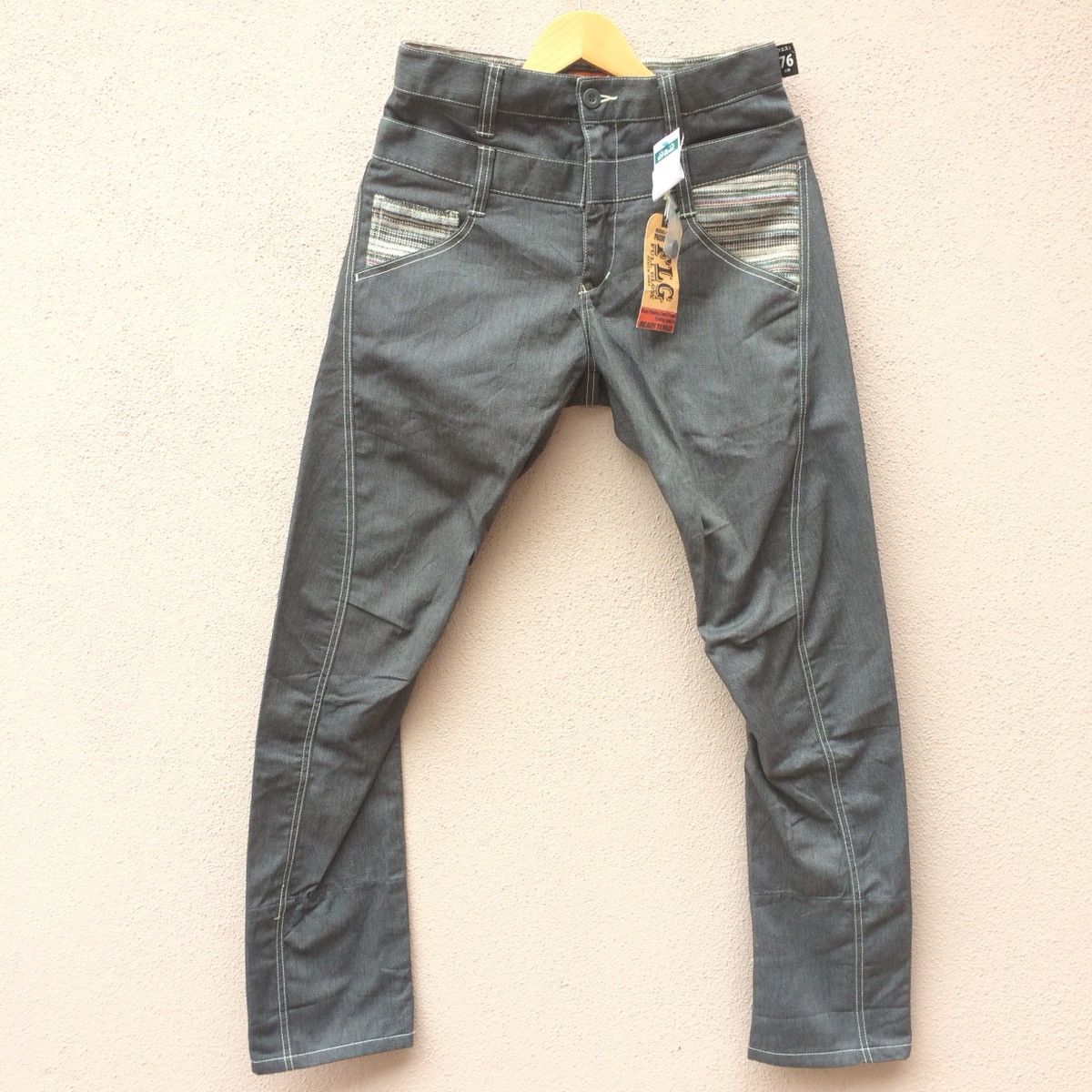 image of Full Glow Curved Leg Kapital Inspired Slim Fit in Black, Men's (Size 30)