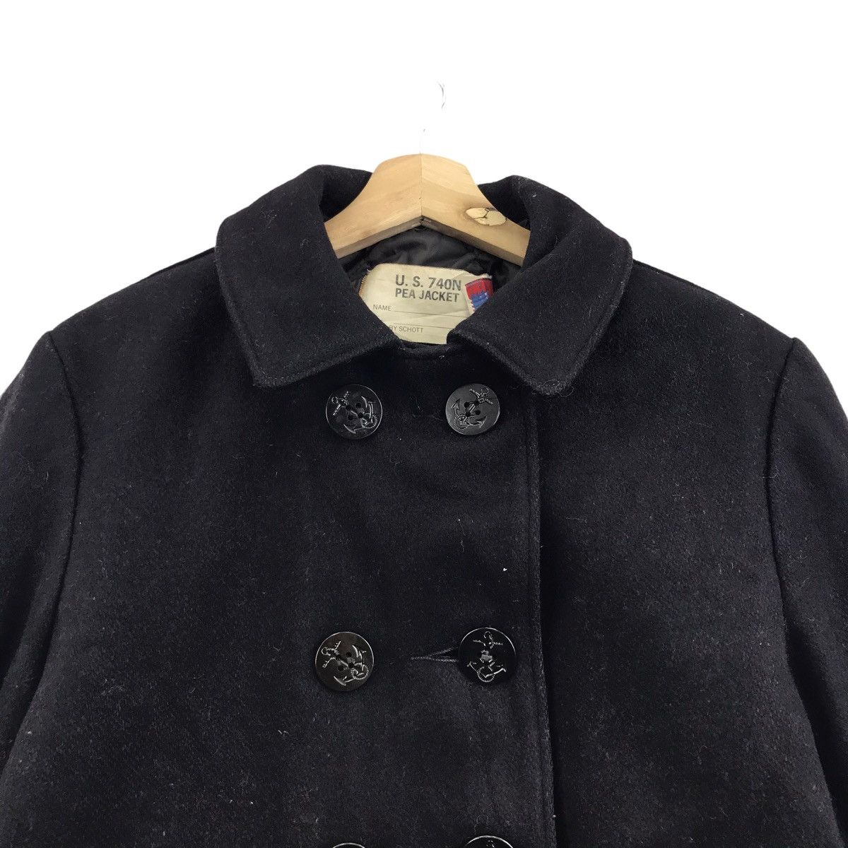 Schott Vintage SCHOTT USA 740N Navy Black Pea Coat Jacket Perfecto Size US M / EU 48-50 / 2 - 2 Thumbnail