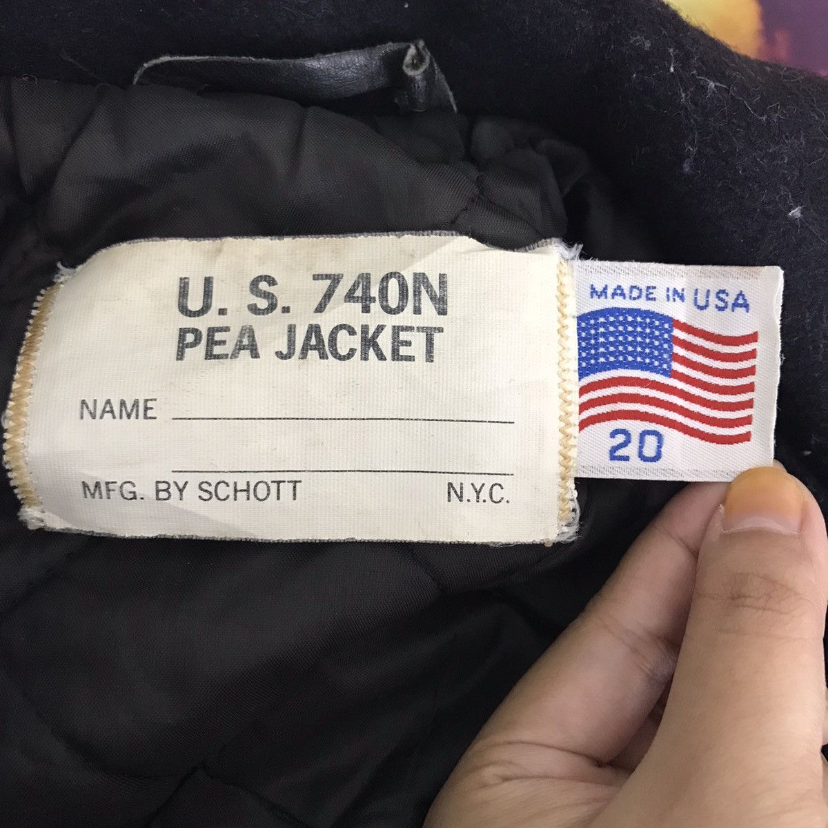 Schott Vintage SCHOTT USA 740N Navy Black Pea Coat Jacket Perfecto Size US M / EU 48-50 / 2 - 4 Thumbnail
