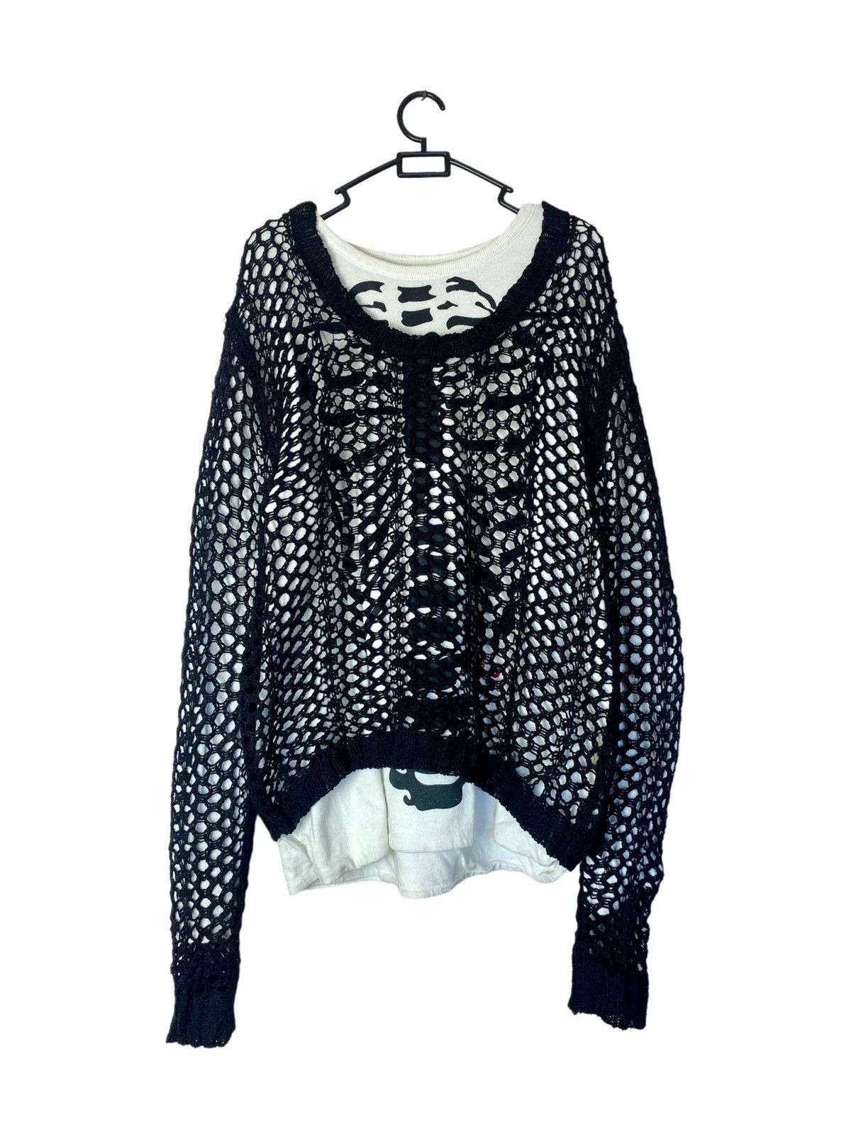 image of 2000S Alexander Wang - Mesh Open Knitted Top Longsleeve in Black, Men's (Size Medium)