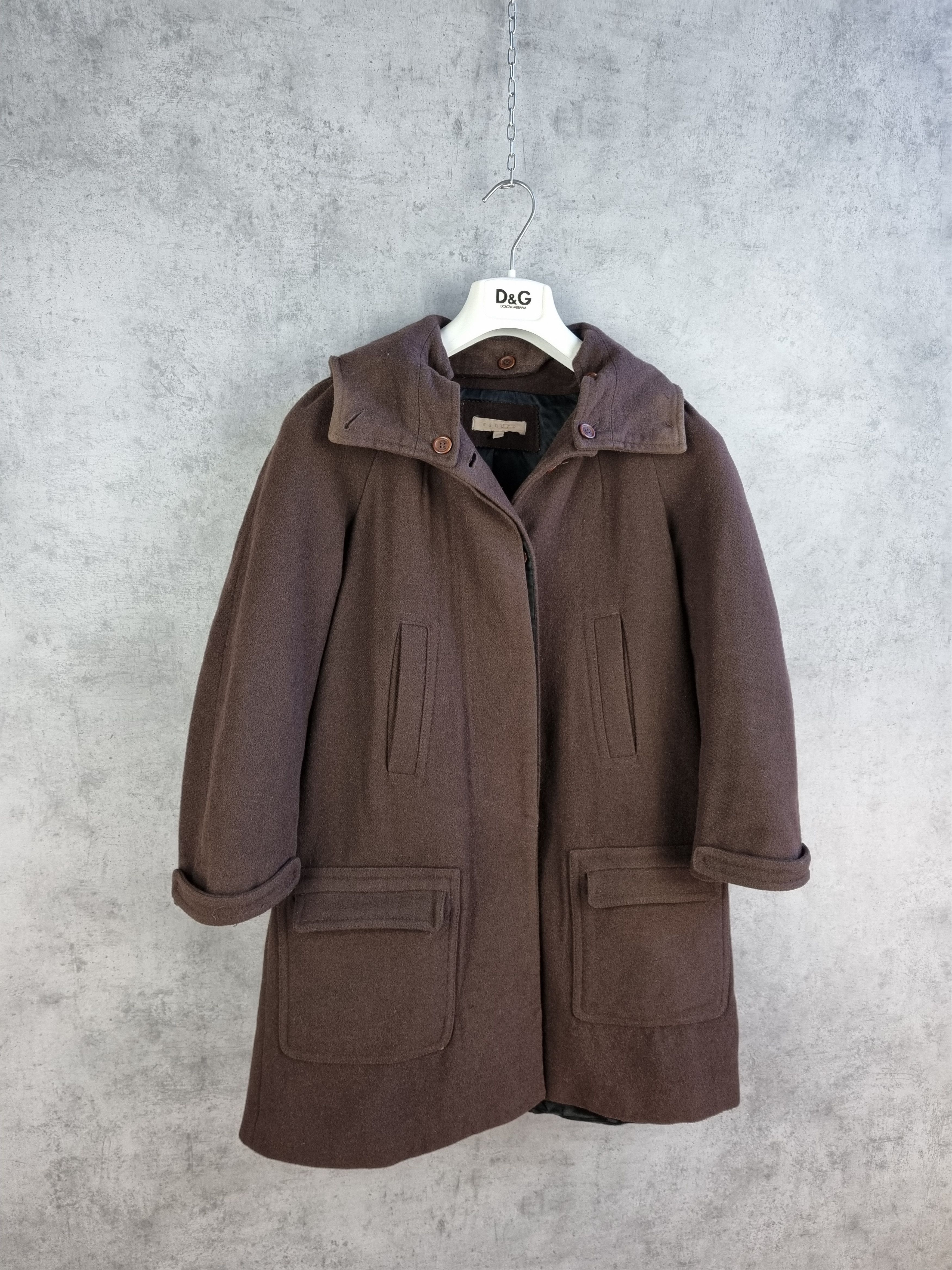 Sandro 90s Rare SANDRO Paris Wool Hooded Coat Size XS / US 0-2 / IT 36-38 - 1 Thumbnail