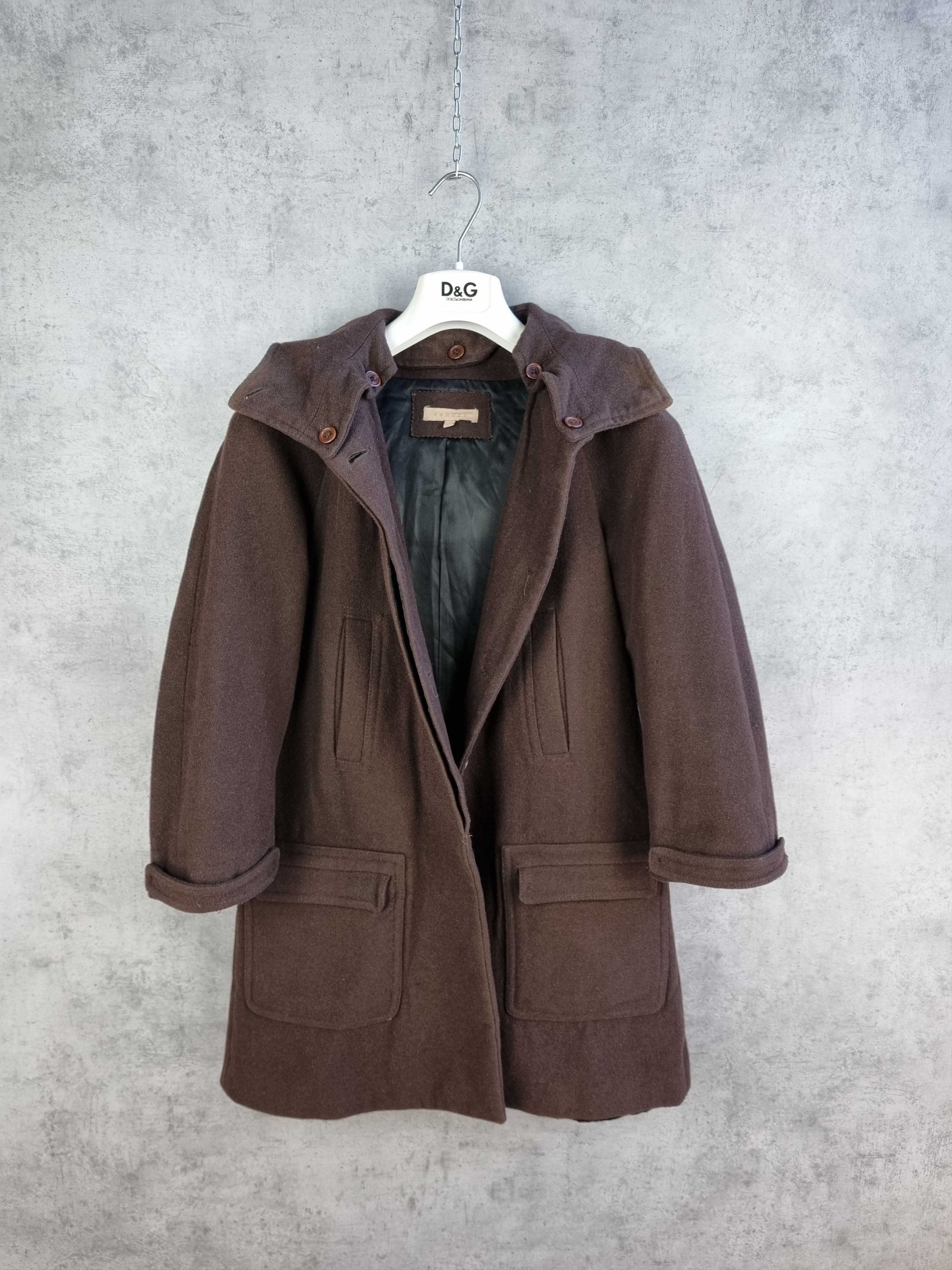 Sandro 90s Rare SANDRO Paris Wool Hooded Coat Size XS / US 0-2 / IT 36-38 - 4 Thumbnail