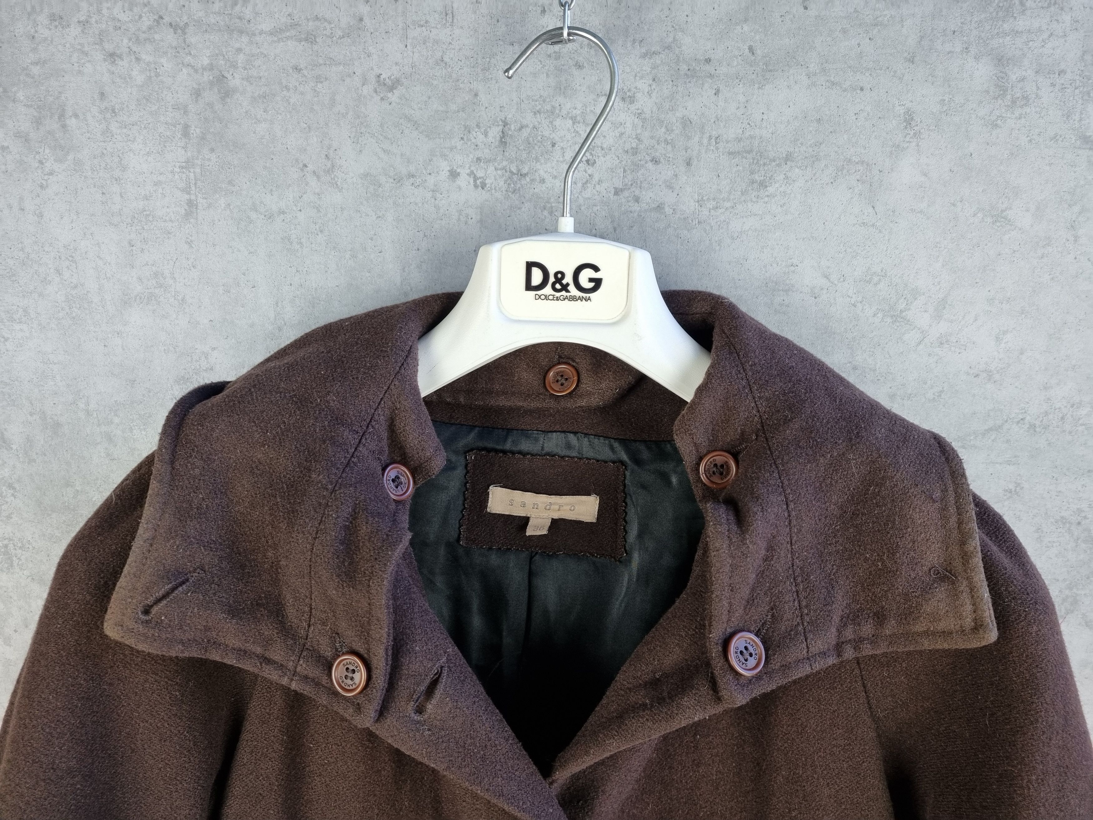 Sandro 90s Rare SANDRO Paris Wool Hooded Coat Size XS / US 0-2 / IT 36-38 - 6 Thumbnail