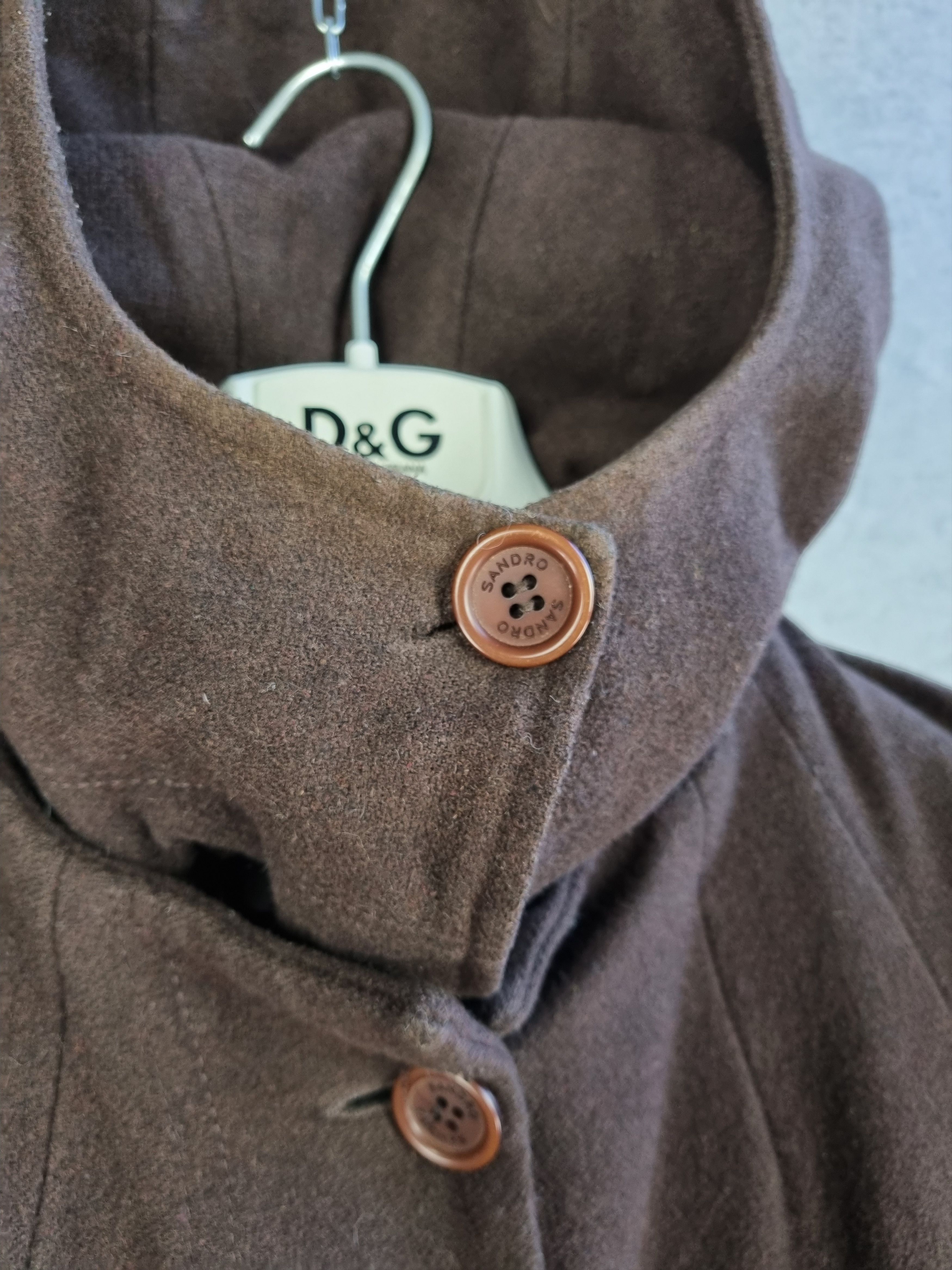 Sandro 90s Rare SANDRO Paris Wool Hooded Coat Size XS / US 0-2 / IT 36-38 - 11 Thumbnail