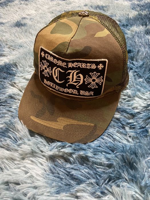 Chrome Hearts Chrome Hearts Trucker Hat Camo CH Hollywood USA SnapBack