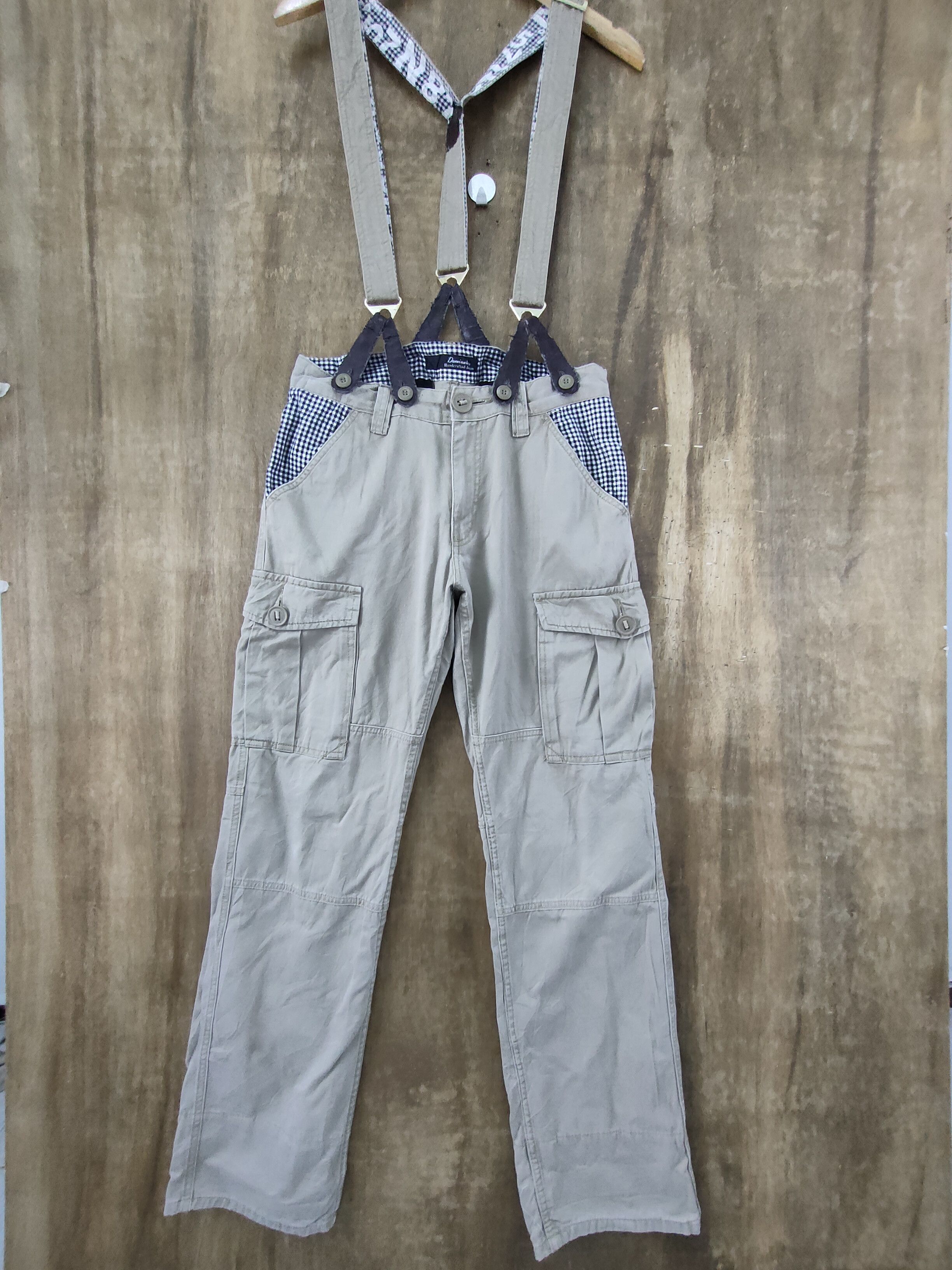 Japanese Brand DOMINATED HANDCRAFTED SUSPENDER CARGO PANTS Size US 32 / EU 48 - 1 Thumbnail