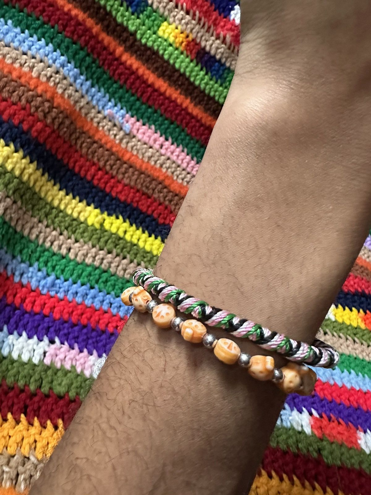Jewelry × Vintage GREEN & ORANGE FRIENDSHIP BRACELET BEADED SET Size ONE SIZE - 3 Thumbnail