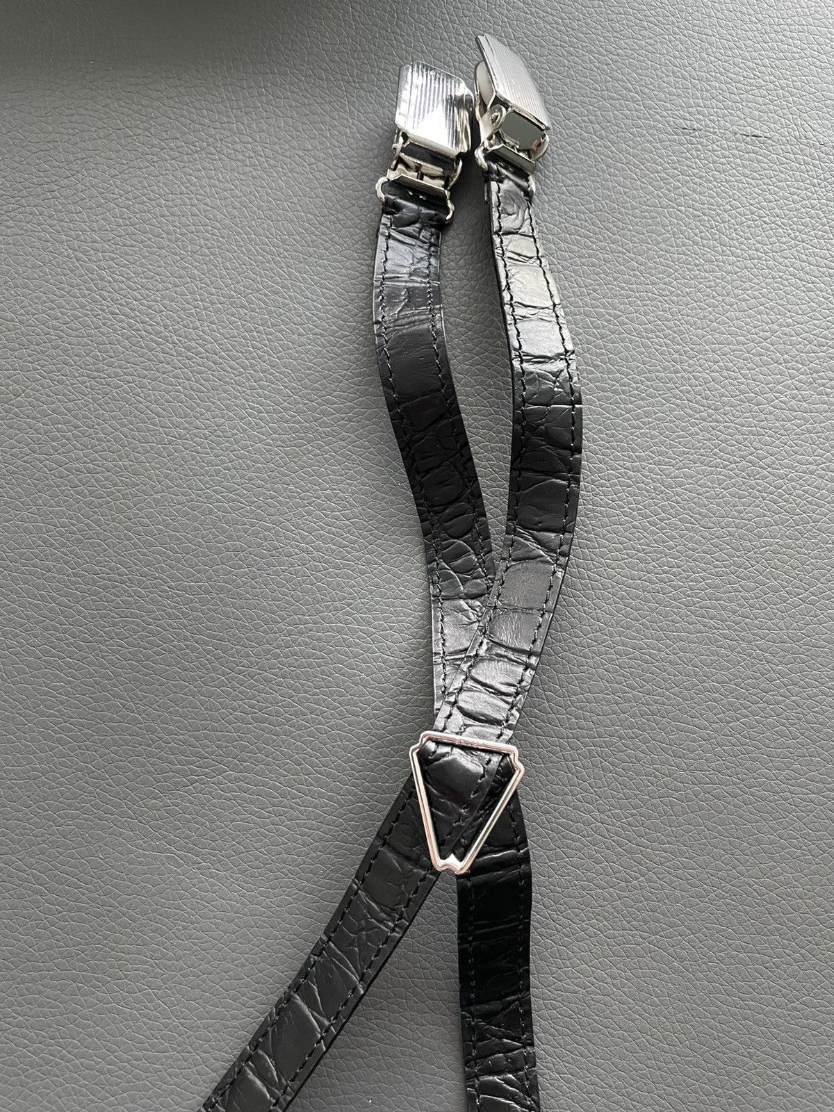 Celine × Hedi Slimane Extremely Rare Sold Out Runway Croc Embossed Leather Braces Size ONE SIZE - 6 Thumbnail