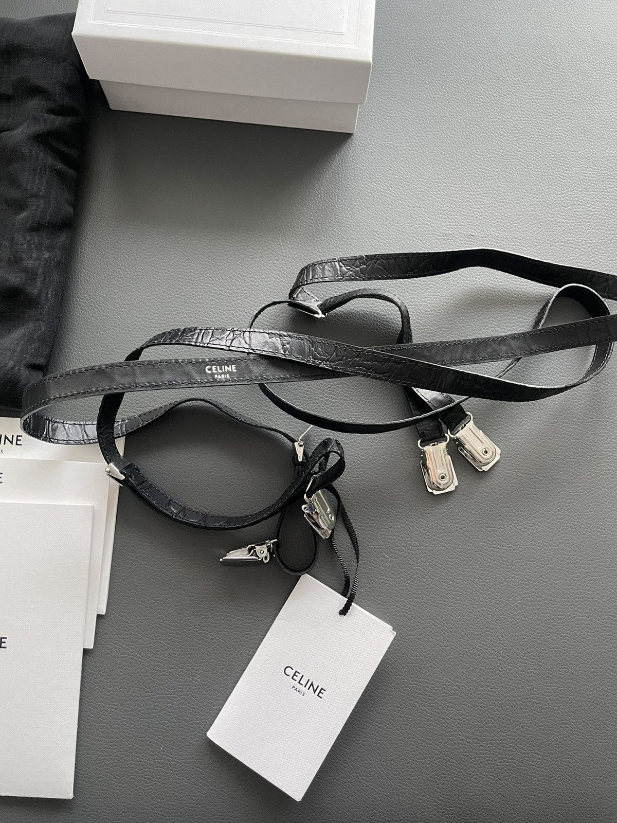 Celine × Hedi Slimane Extremely Rare Sold Out Runway Croc Embossed Leather Braces Size ONE SIZE - 15 Thumbnail