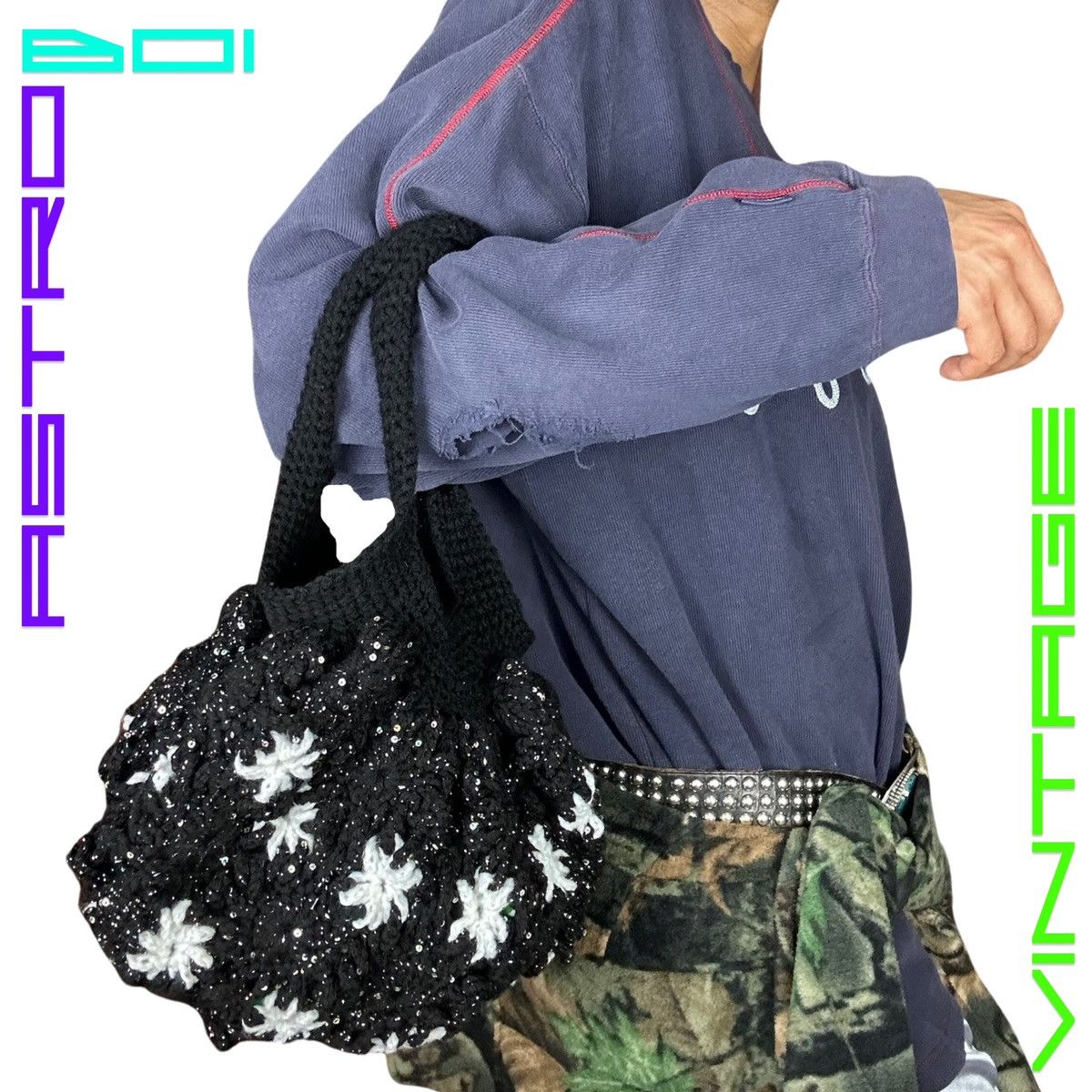 Other HANDMADE BLACK & WHITE CROCHET SEQUIN SHOULDER BAG Size ONE SIZE - 2 Thumbnail