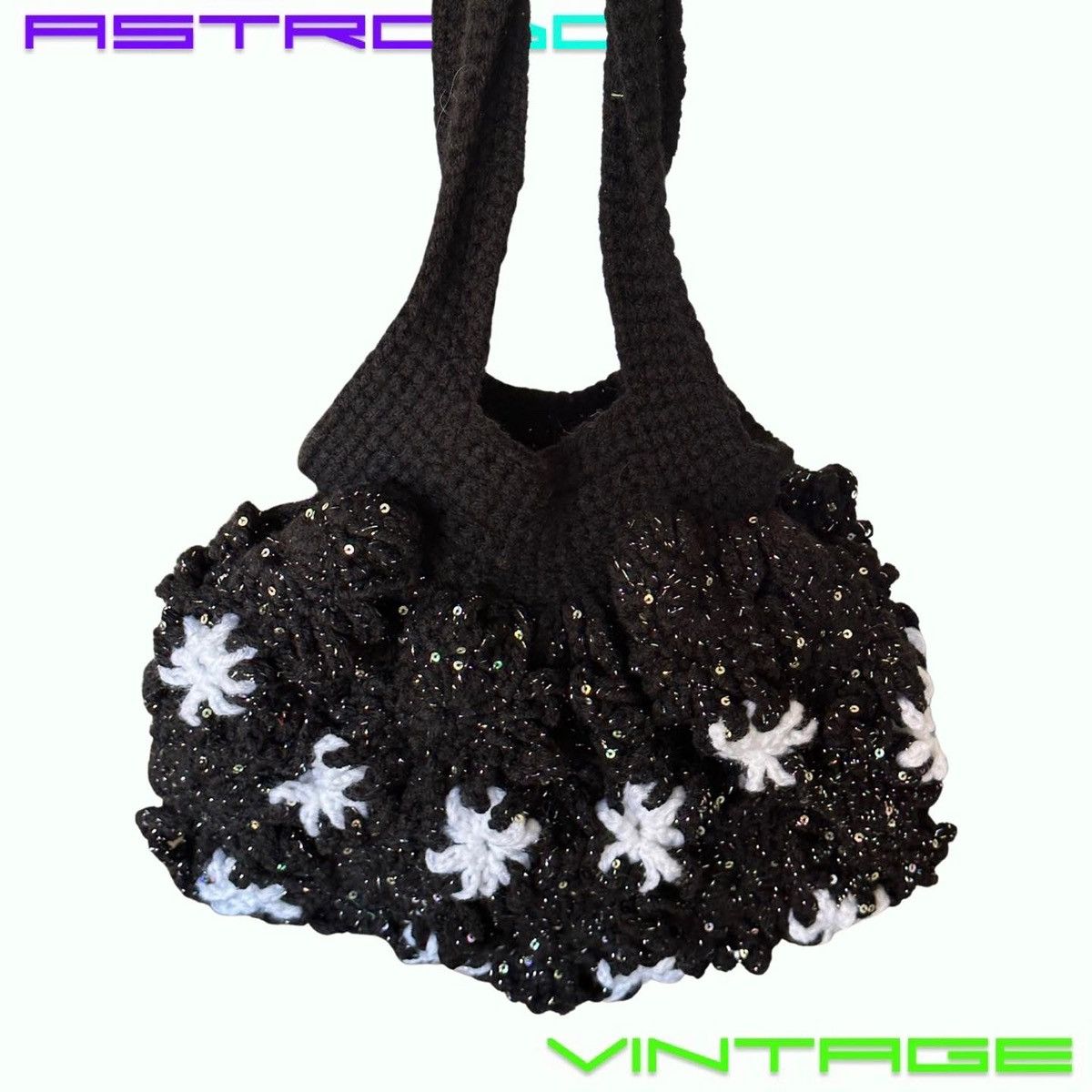 Other HANDMADE BLACK & WHITE CROCHET SEQUIN SHOULDER BAG Size ONE SIZE - 9 Thumbnail