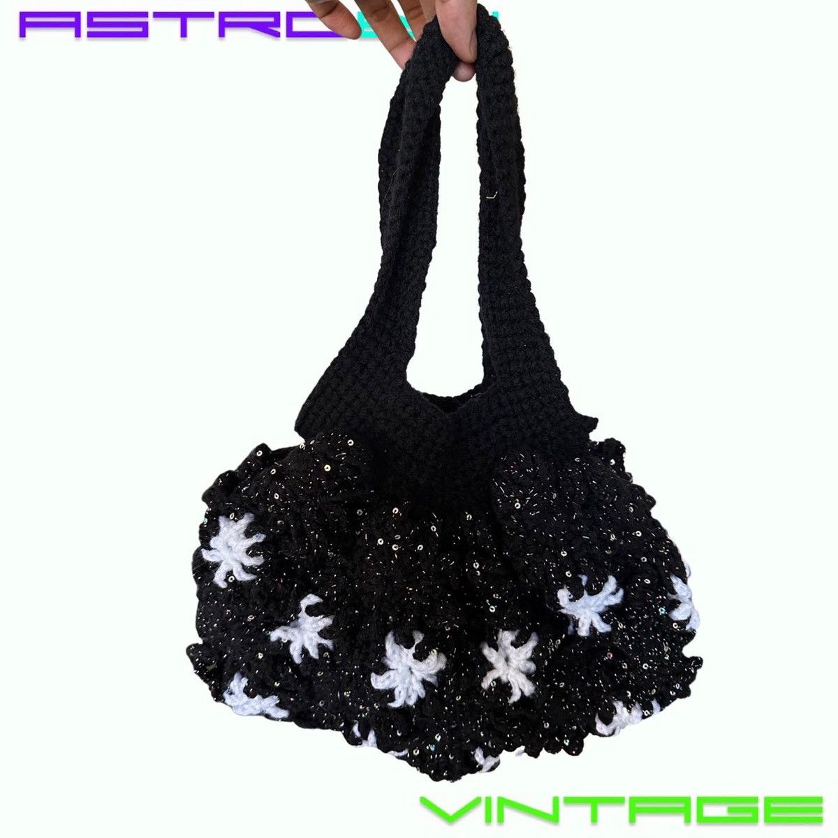 Other HANDMADE BLACK & WHITE CROCHET SEQUIN SHOULDER BAG Size ONE SIZE - 10 Thumbnail