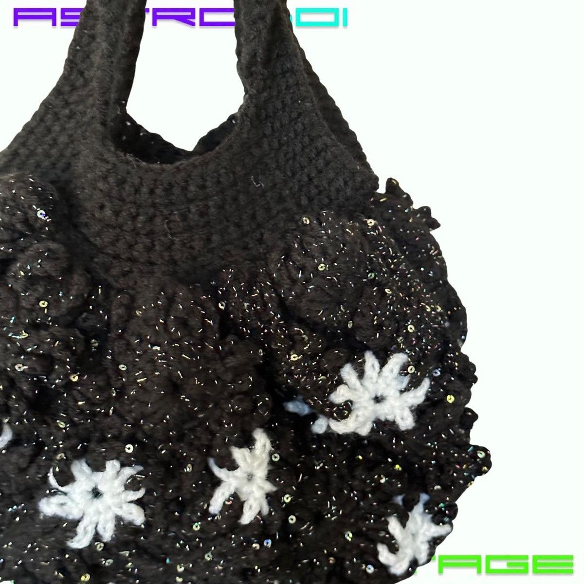 Other HANDMADE BLACK & WHITE CROCHET SEQUIN SHOULDER BAG Size ONE SIZE - 8 Thumbnail