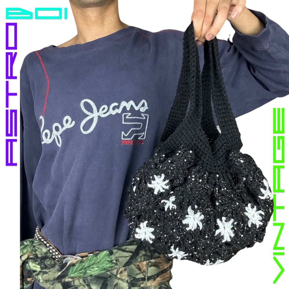 Other HANDMADE BLACK & WHITE CROCHET SEQUIN SHOULDER BAG Size ONE SIZE - 1 Thumbnail