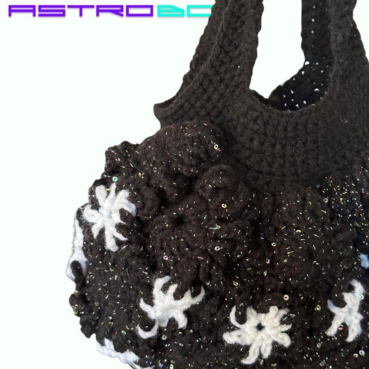 Other HANDMADE BLACK & WHITE CROCHET SEQUIN SHOULDER BAG Size ONE SIZE - 7 Thumbnail
