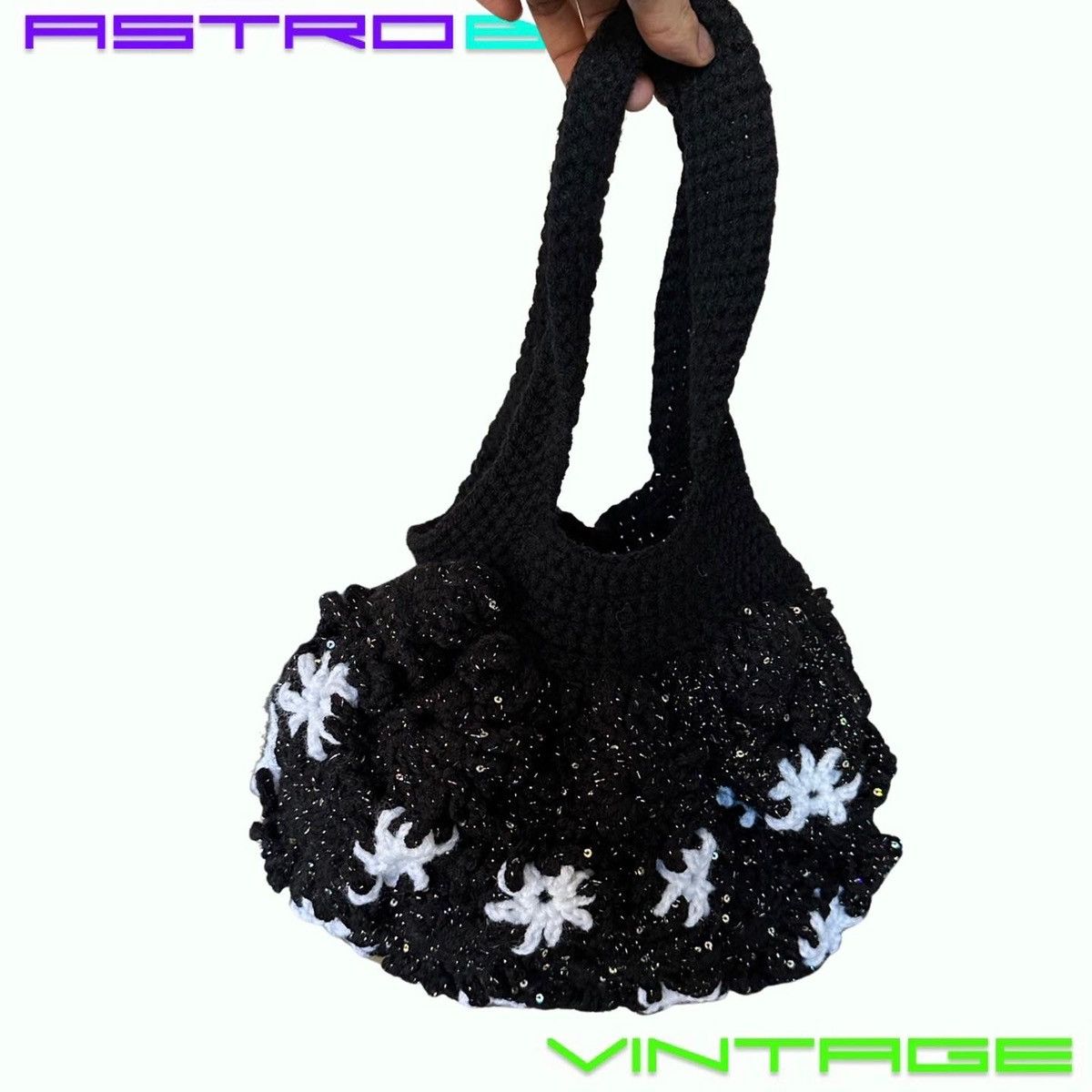 Other HANDMADE BLACK & WHITE CROCHET SEQUIN SHOULDER BAG Size ONE SIZE - 5 Thumbnail