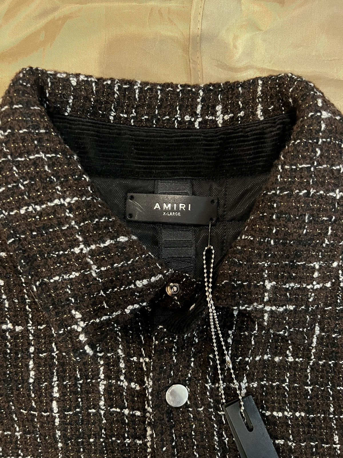 Amiri AMIRI Boucle Padded Overshirt Brown size Xl Size US XL / EU 56 / 4 - 3 Thumbnail