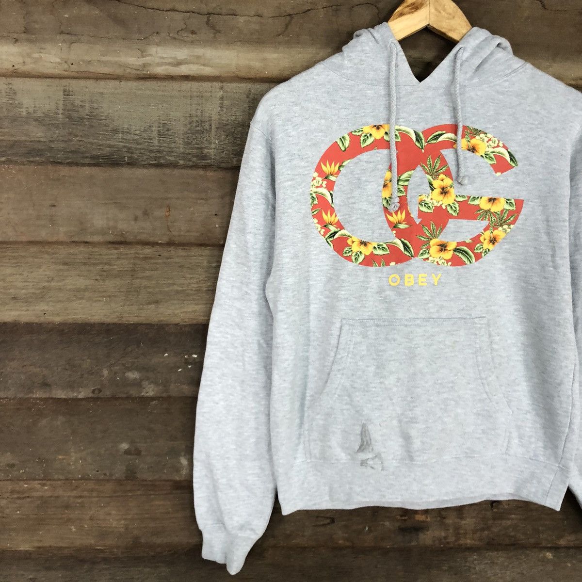 Obey DL Obey OG flora Japan Grey Hoodies #3267 Size US M / EU 48-50 / 2 - 7 Thumbnail