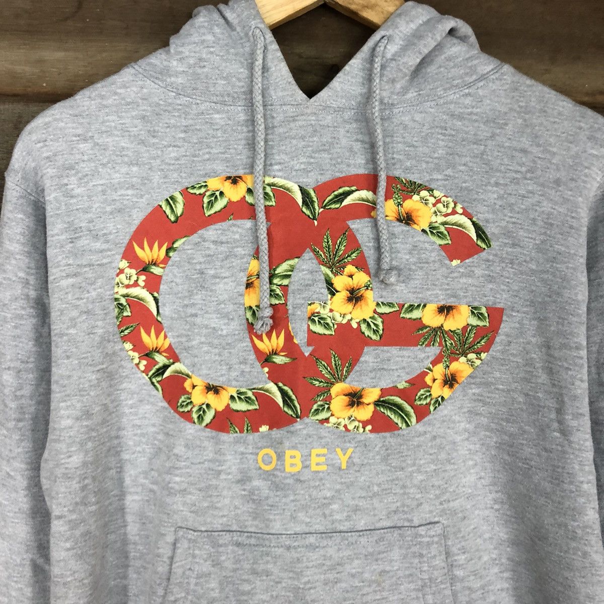 Obey DL Obey OG flora Japan Grey Hoodies #3267 Size US M / EU 48-50 / 2 - 10 Thumbnail