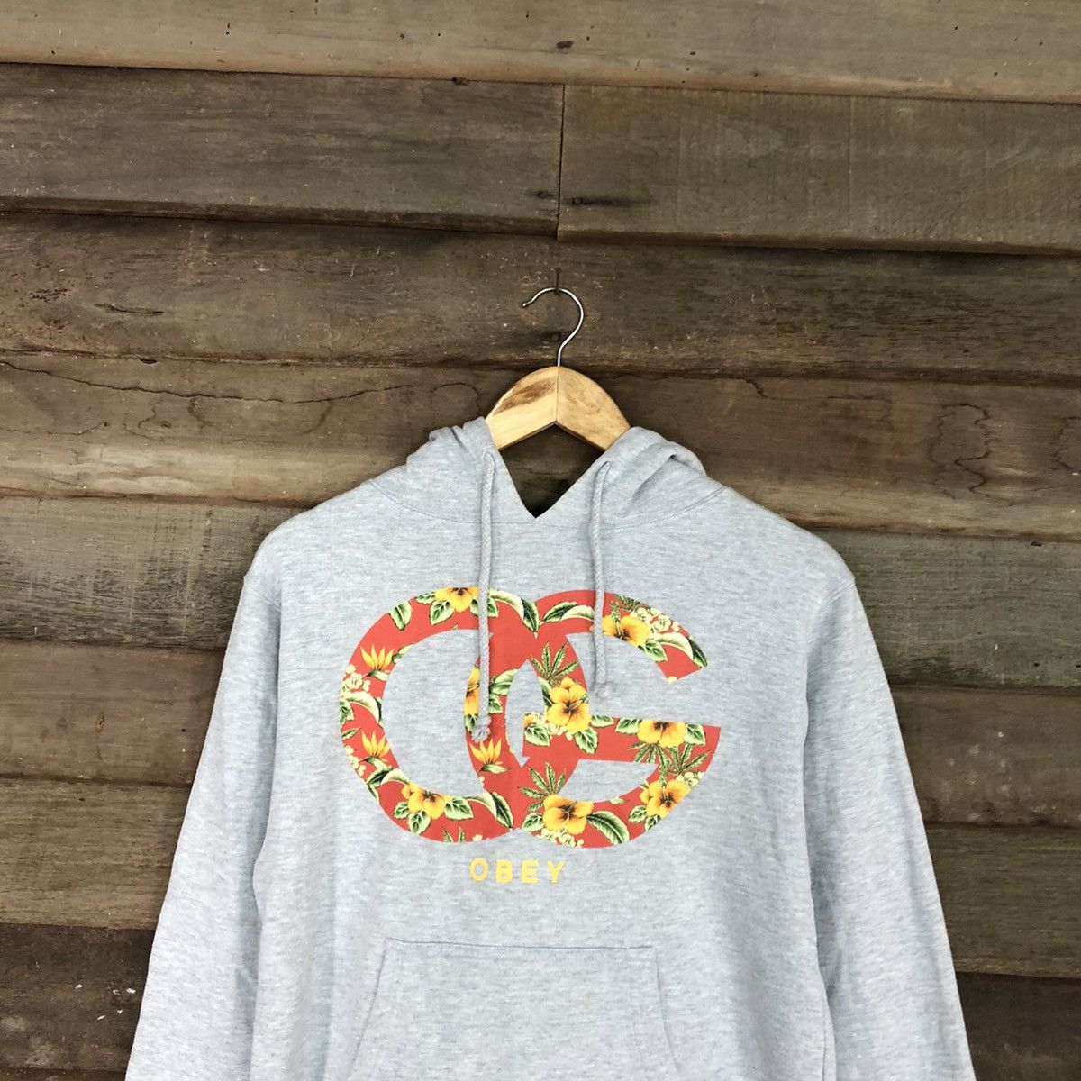 Obey DL Obey OG flora Japan Grey Hoodies #3267 Size US M / EU 48-50 / 2 - 9 Thumbnail