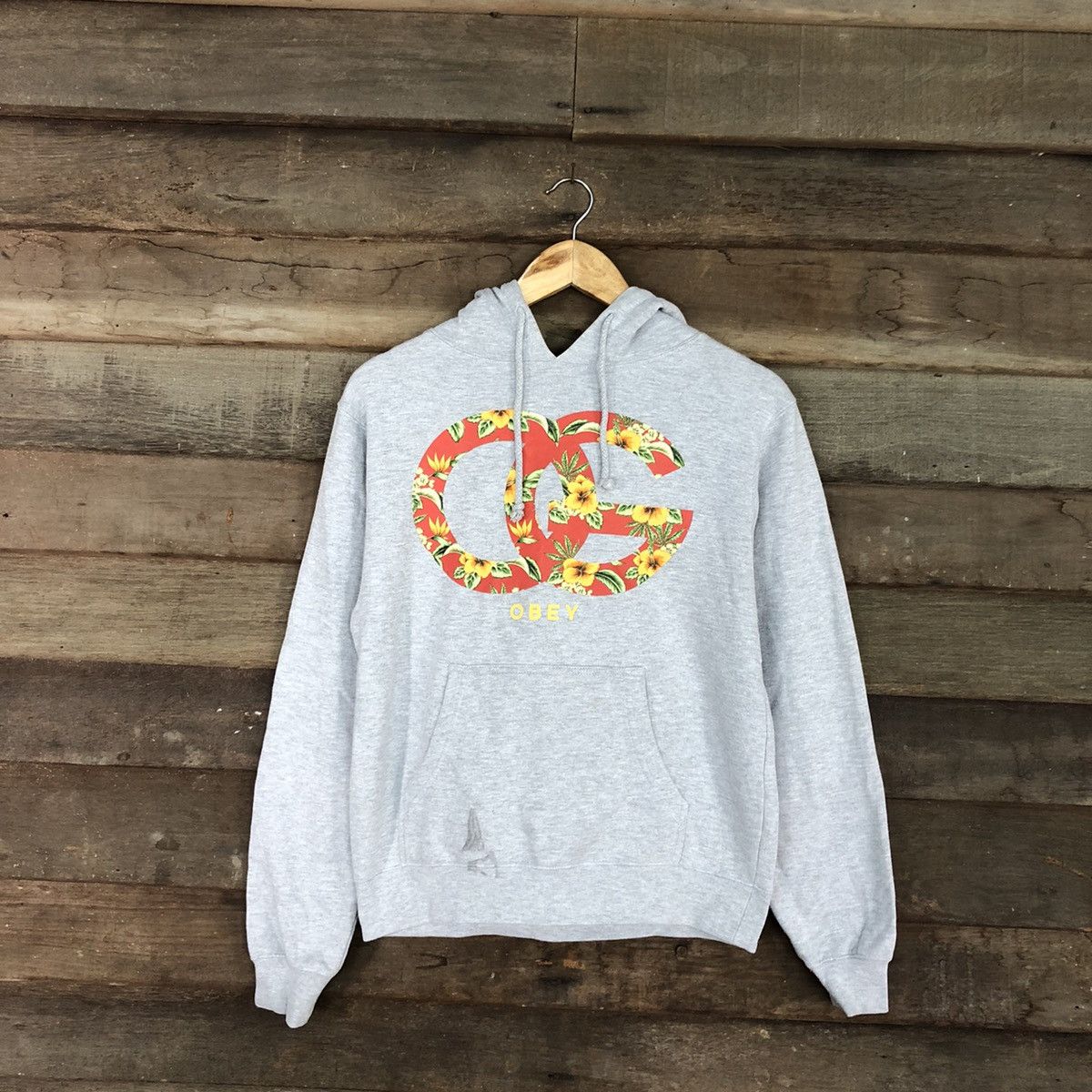 Obey DL Obey OG flora Japan Grey Hoodies #3267 Size US M / EU 48-50 / 2 - 1 Thumbnail