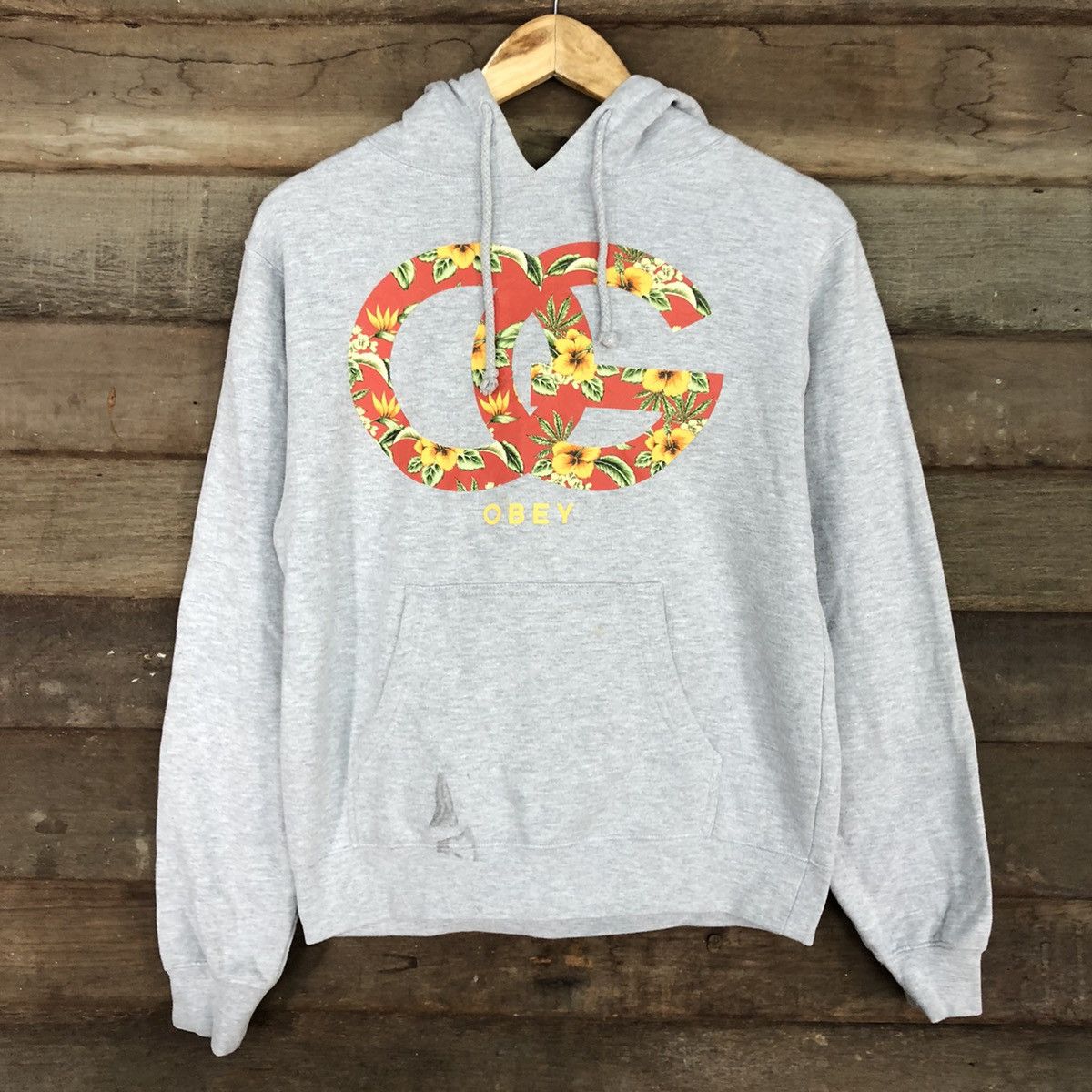 Obey DL Obey OG flora Japan Grey Hoodies #3267 Size US M / EU 48-50 / 2 - 8 Thumbnail
