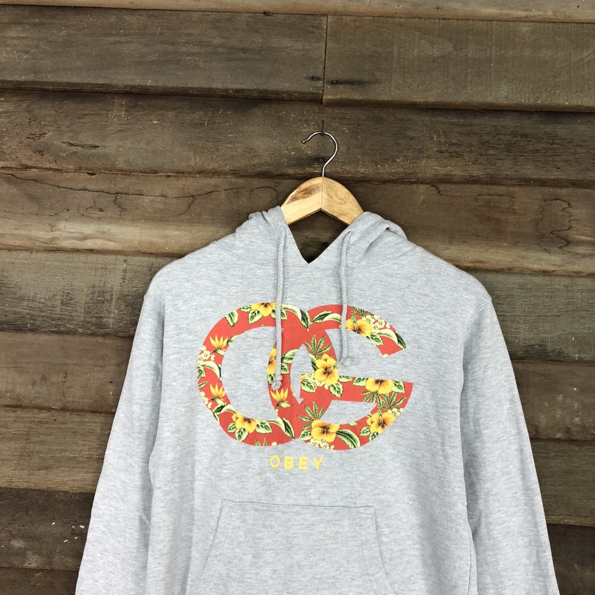 Obey DL Obey OG flora Japan Grey Hoodies #3267 Size US M / EU 48-50 / 2 - 2 Thumbnail