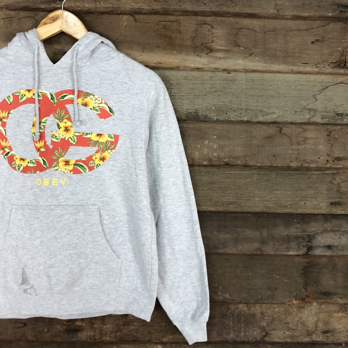 Obey DL Obey OG flora Japan Grey Hoodies #3267 Size US M / EU 48-50 / 2 - 5 Thumbnail